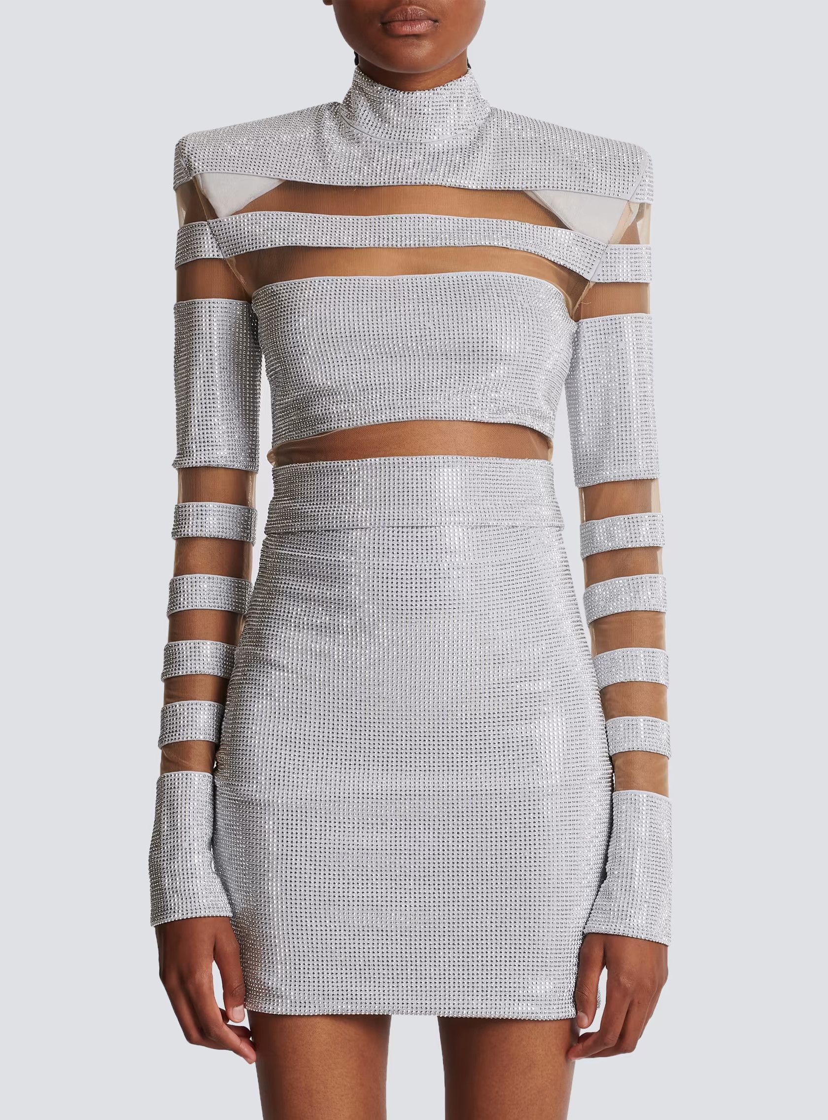 Balmain o1s1rm0624 Crop Top in Silver Size S / US 4 / IT 40 - 7 Thumbnail