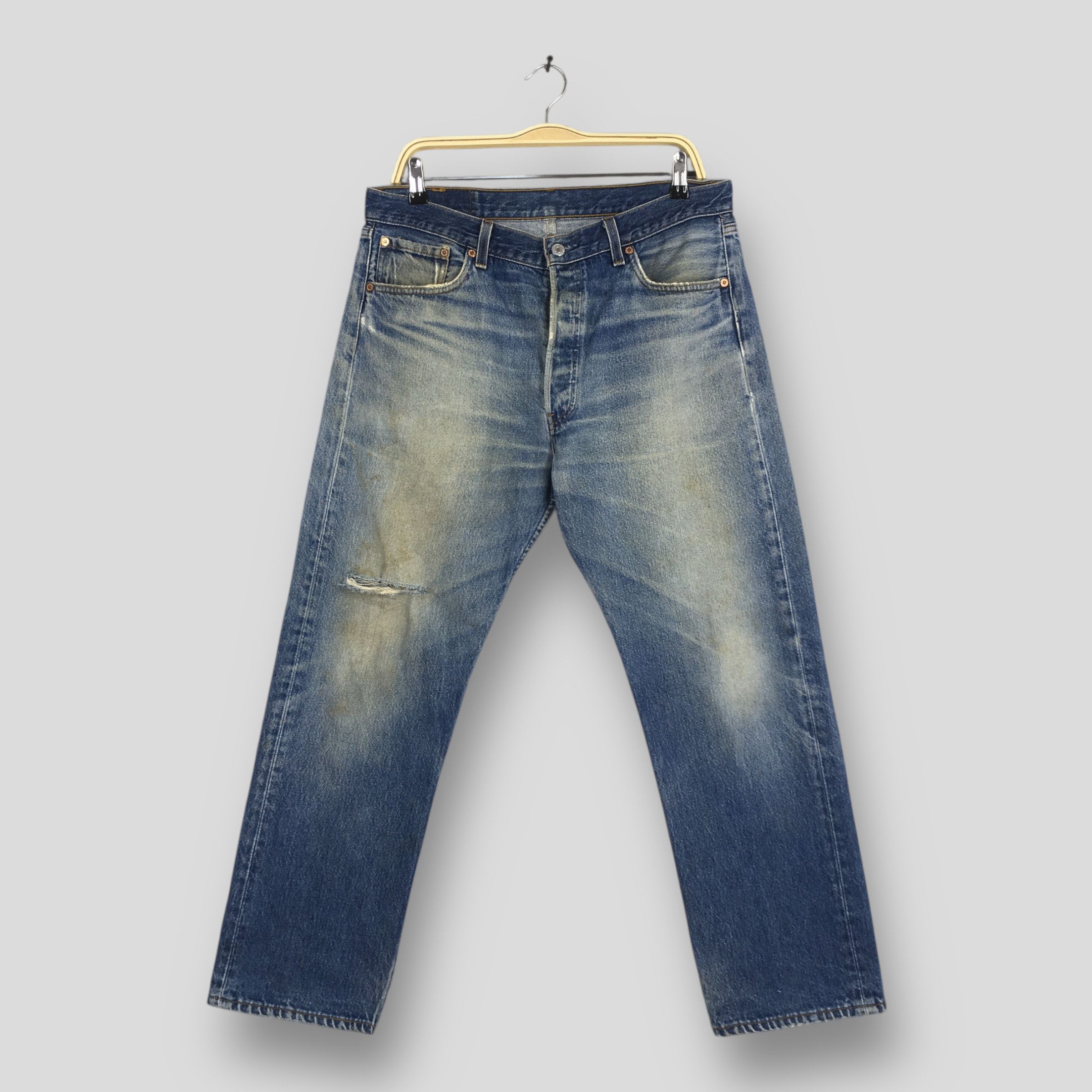 Levi's Size 33x27 Vintage 90s Levi's 501 Straight Cut Denim S973 Size US 33 - 1 Thumbnail