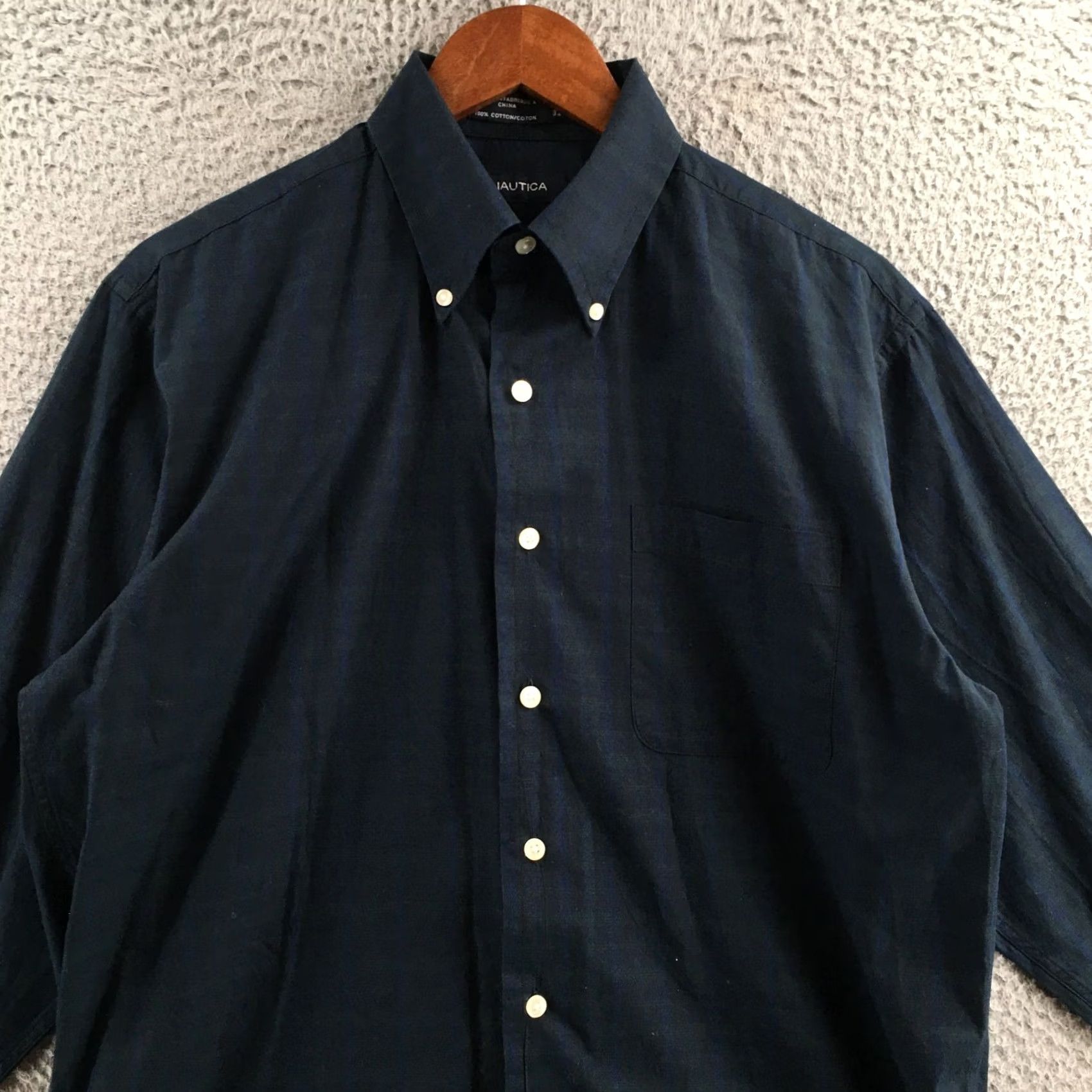Nautica Nautica Dress Shirt Mens 15.5 Blue Plaid Cotton Long Sleeve Button-Down Collared Shirt Size 42R - 2 Thumbnail