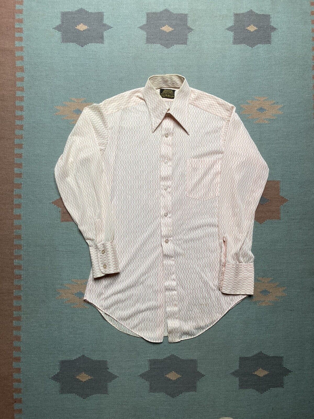 Sears × Vintage 70s sears knit dress shirt disco abstract dagger collar M Size US M / EU 48-50 / 2 - 1 Thumbnail