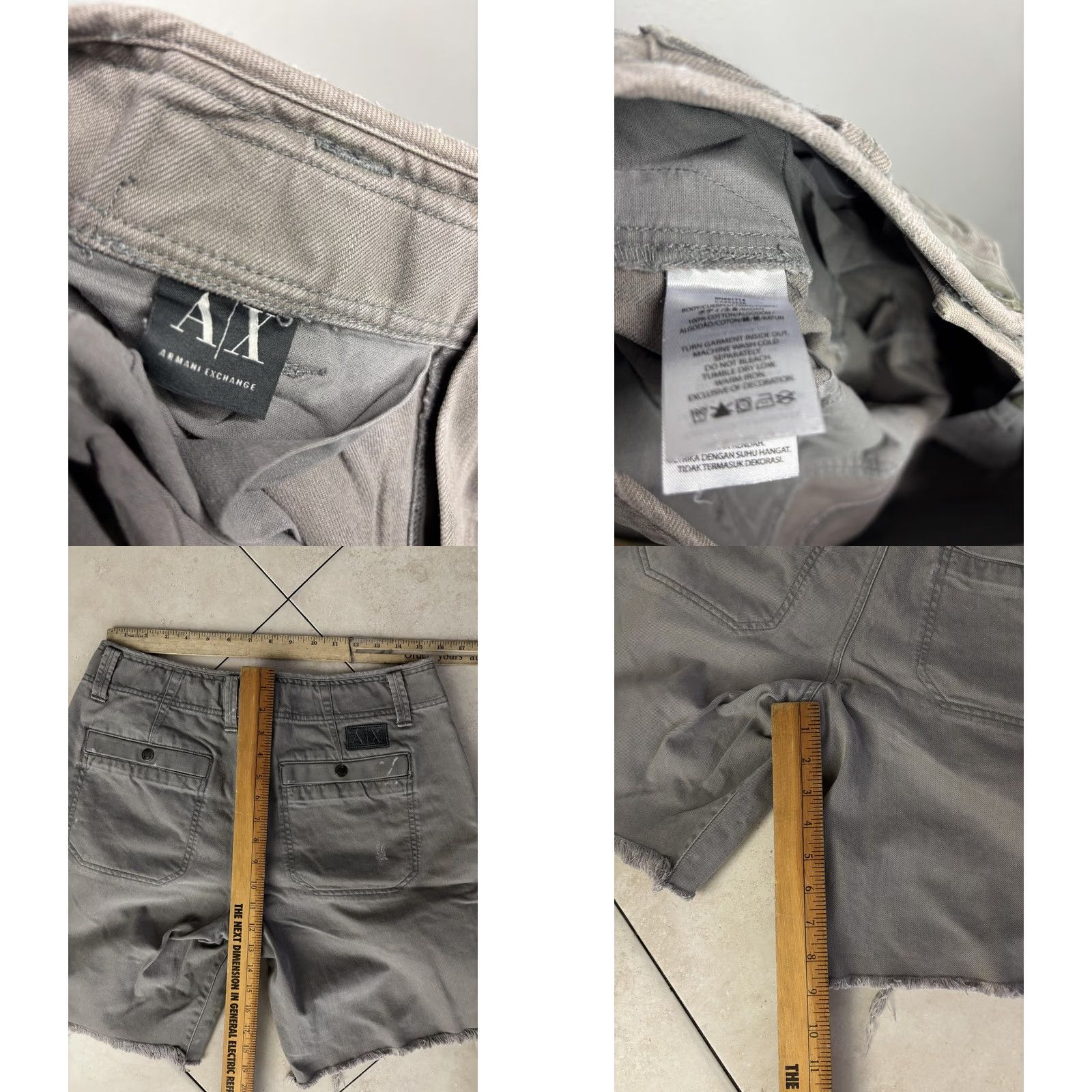 Armani Exchange VINTAGE Armani Exchange Shorts Mens 32 Gray Distressed Raw Hem Cutoff Paint Splatter Chino Casual Size US 32 / EU 48 - 8 Thumbnail