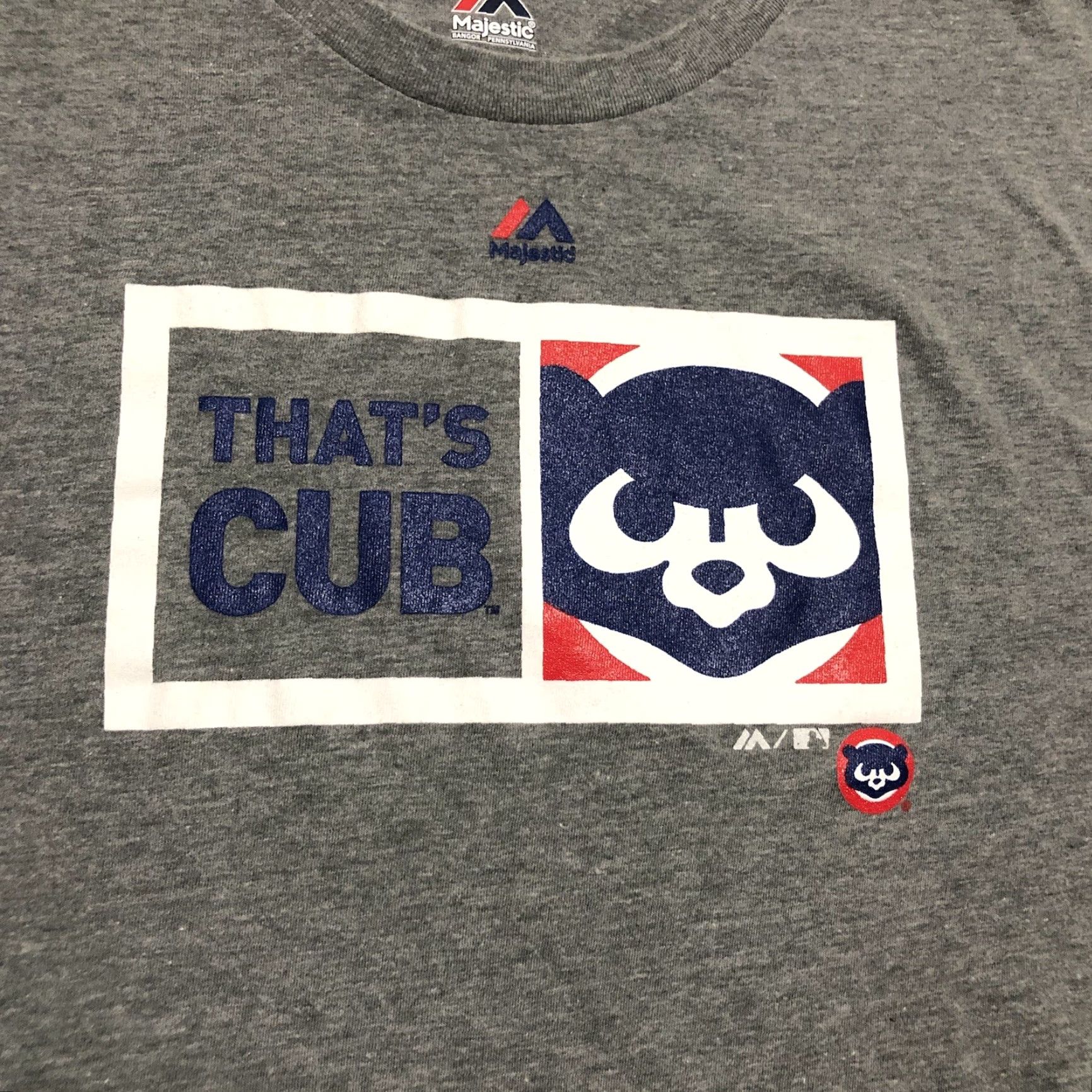 MLB Majestic Chicago Cubs Shirt Gray XL Mens Crew Neck Short Sleeve Front Graphic MLB Baseball Size US XL / EU 56 / 4 - 2 Thumbnail