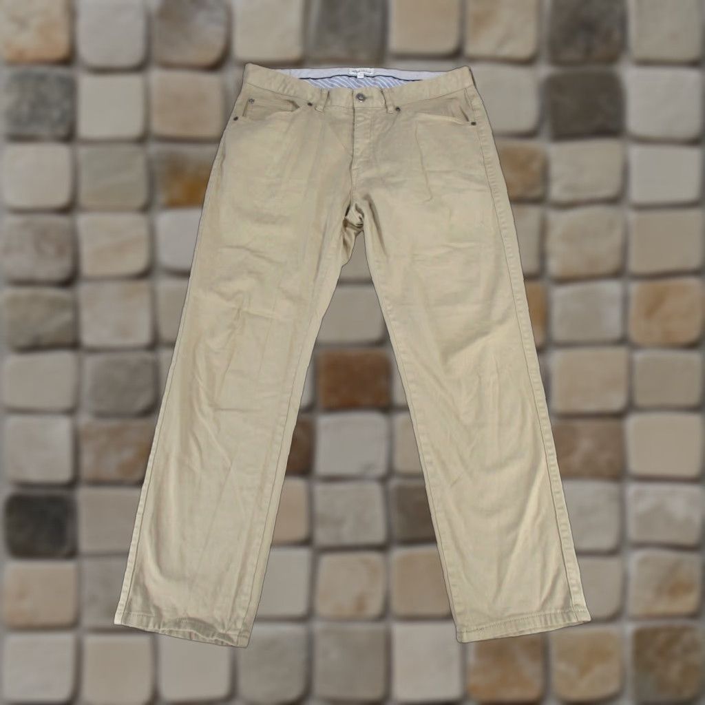 Peter Millar PETER MILLAR Pants Mens 33 Beige Cotton Blend Taper Leg Chino Flat Front Regular 28in Inseam Mens Size US 33 - 1 Thumbnail