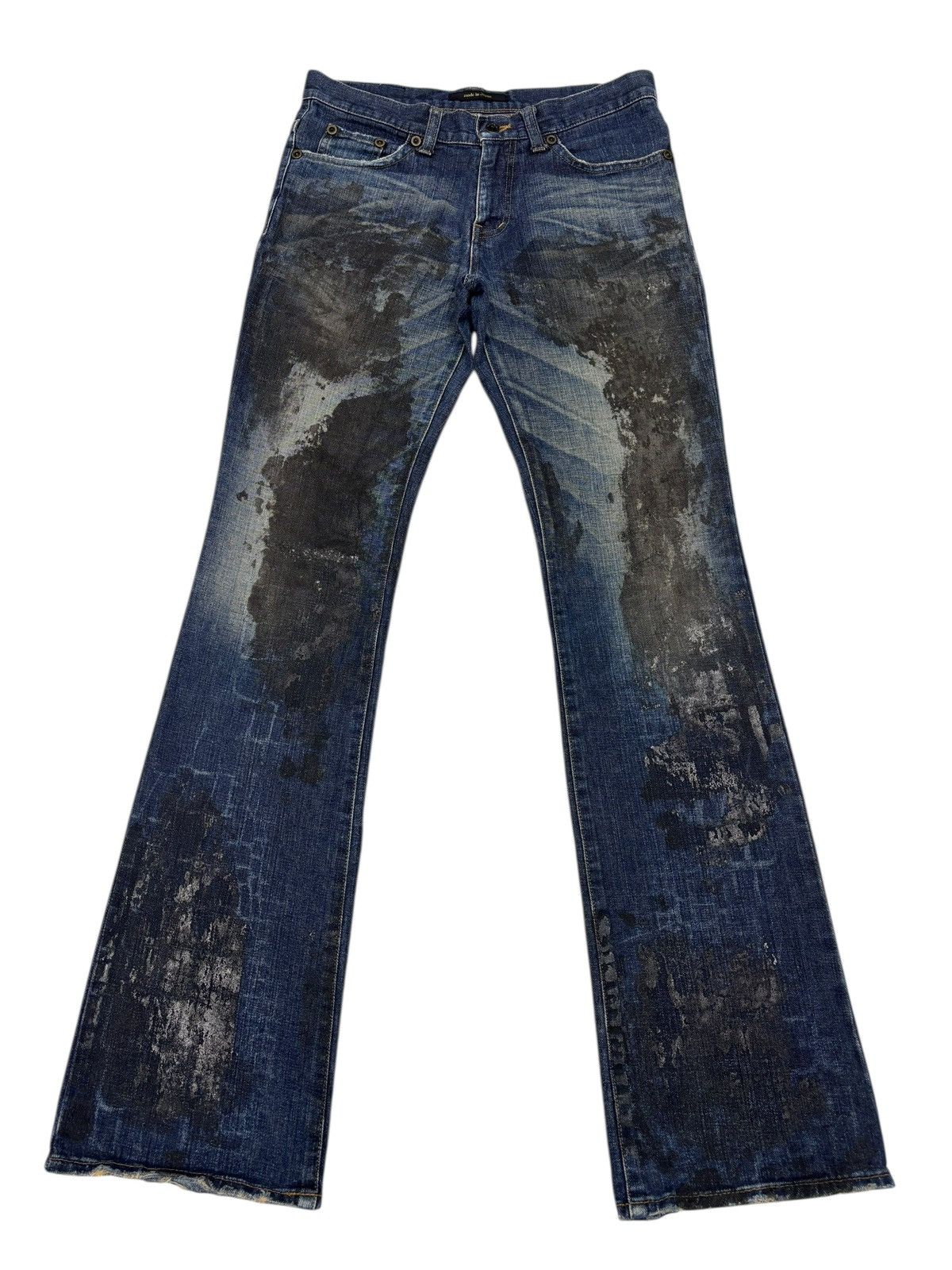 semanticdesign Semantic Design Tri-Zip Distressed Bootcut Flare