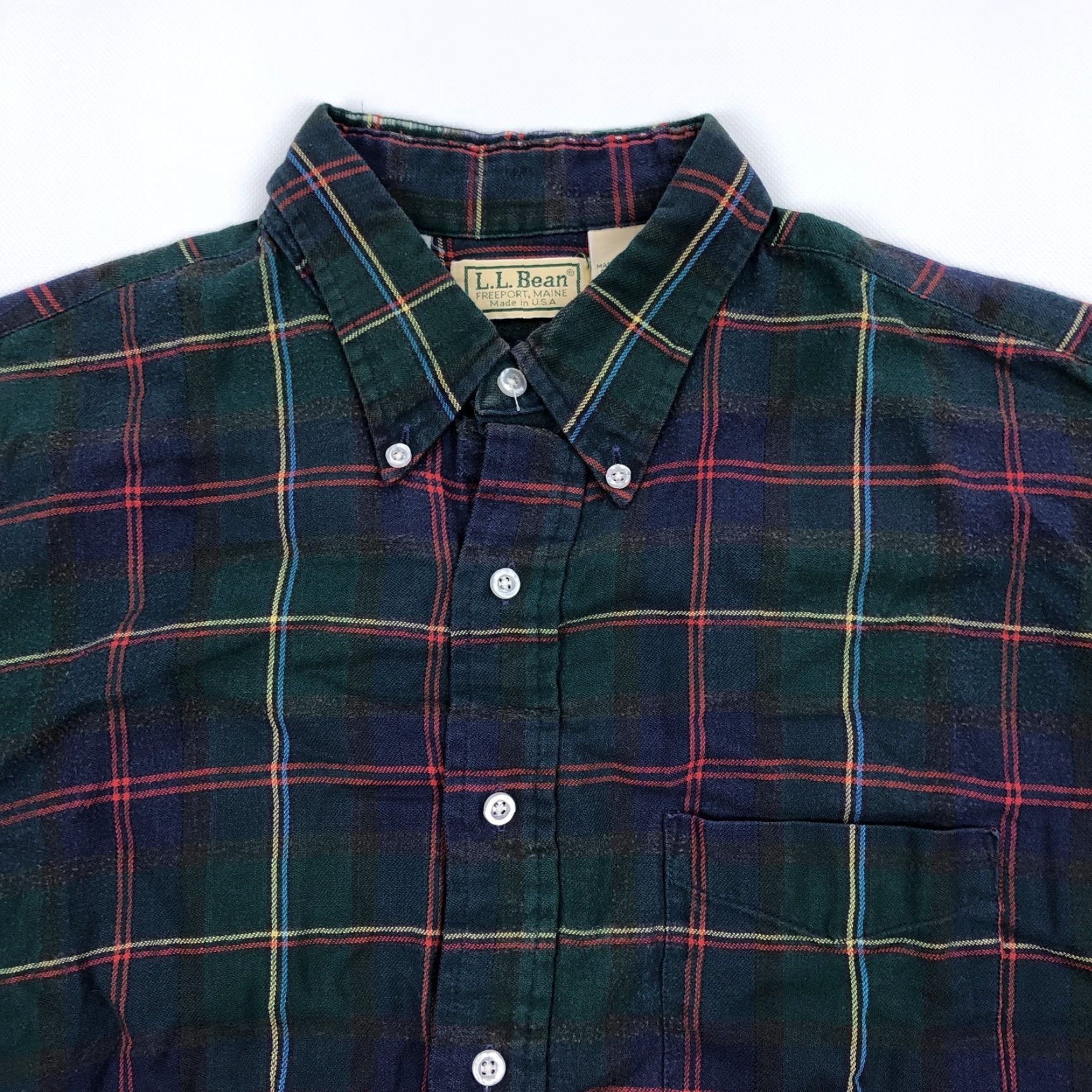 Vintage L.L. Bean Men's Large Tall Green Plaid Flannel Button-Down Shirt Vintage USA Size US L / EU 52-54 / 3 - 2 Thumbnail