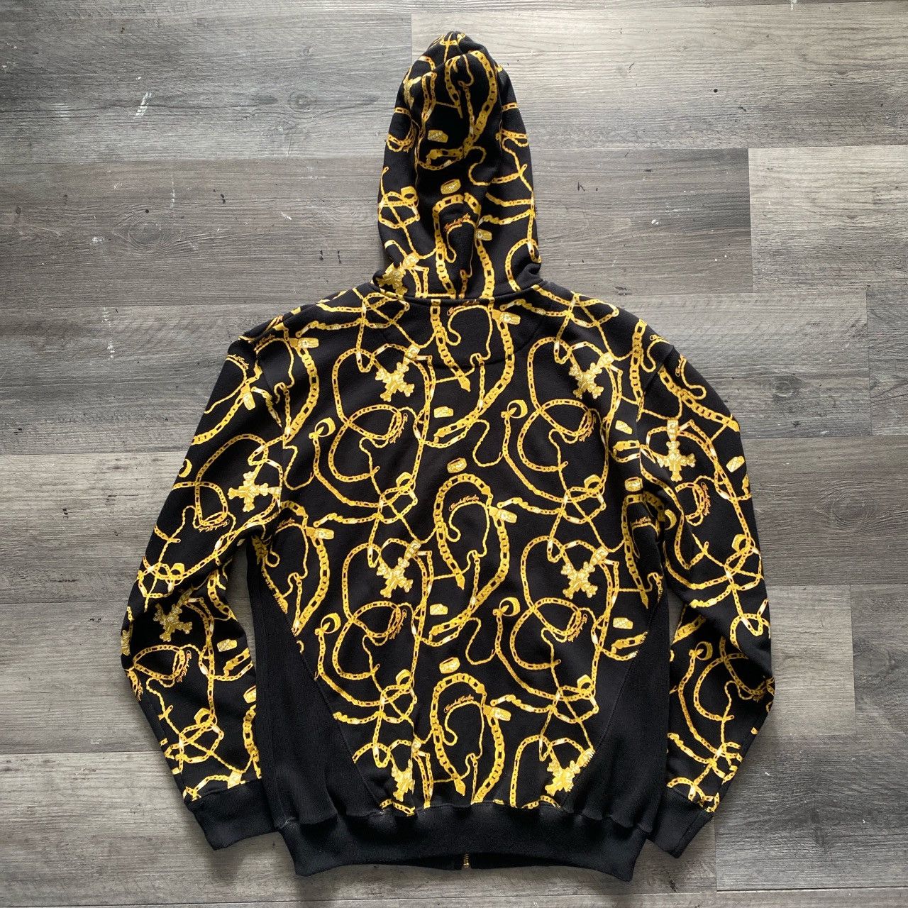 Crooks & Castles CROOKS & CASTLES EARLY 2000’s AOP GOLD CHAIN FULL ZIP HOODIE Size US M / EU 48-50 / 2 - 5 Thumbnail