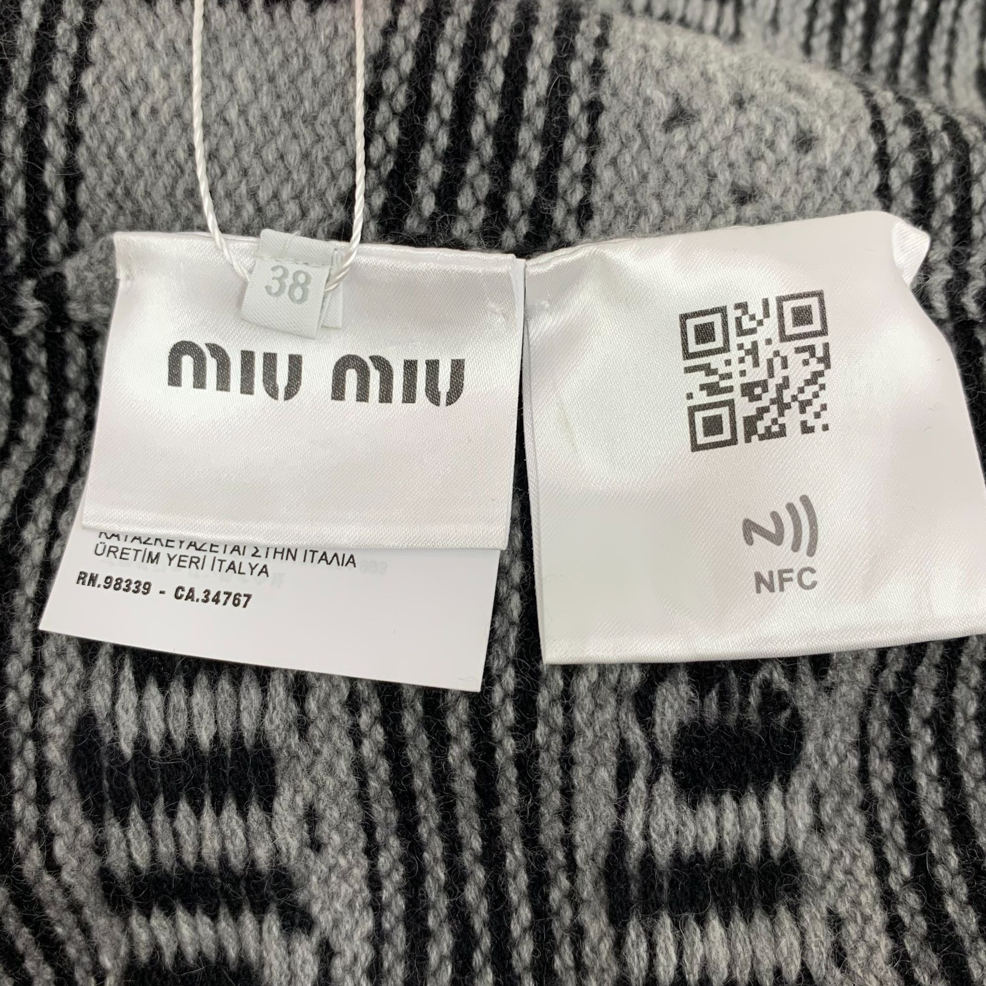 Miu Miu Miu Miu 2022 Dark Grey Logo Stripe Intarsia Cashmere Sleevel Size XS / US 0-2 / IT 36-38 - 5 Thumbnail