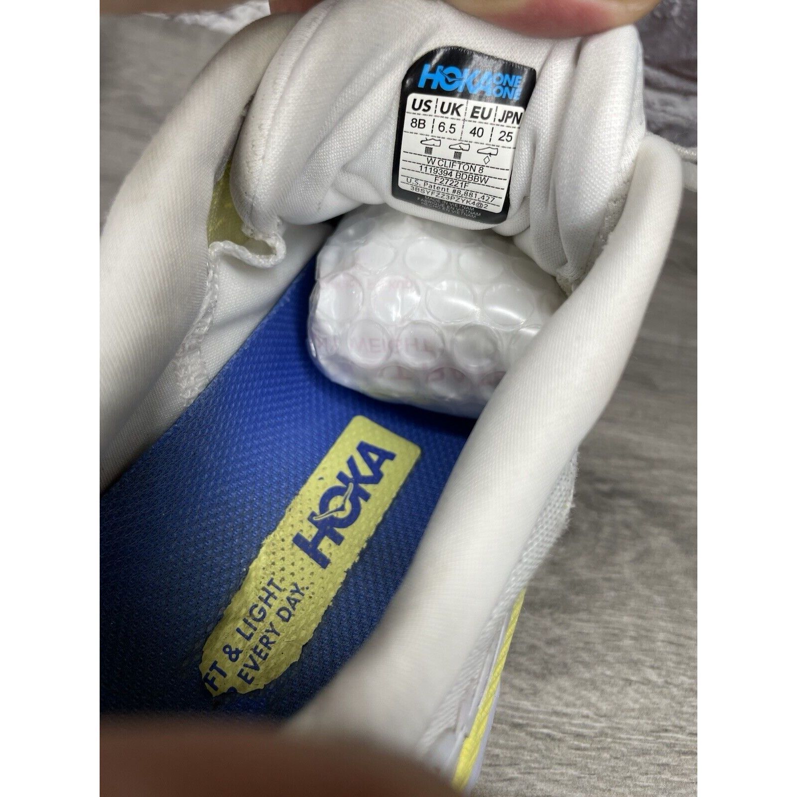 Hoka Hoka One One Clifton 8 1119394 BDBBW White Yellow Running Sn Size US 8 / IT 38 - 9 Thumbnail