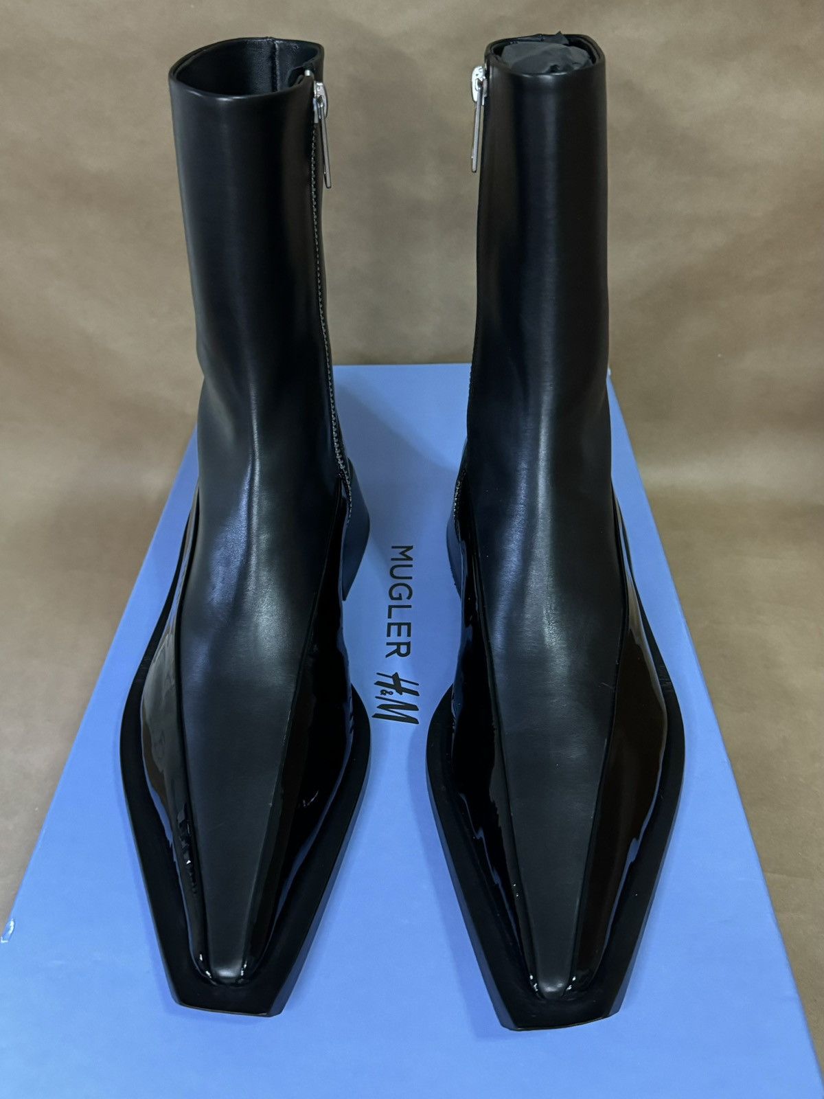 H&M × Mugler H&M X Mugler Zip Ankle Leather Boots Size US 10 / EU 43 - 4 Thumbnail