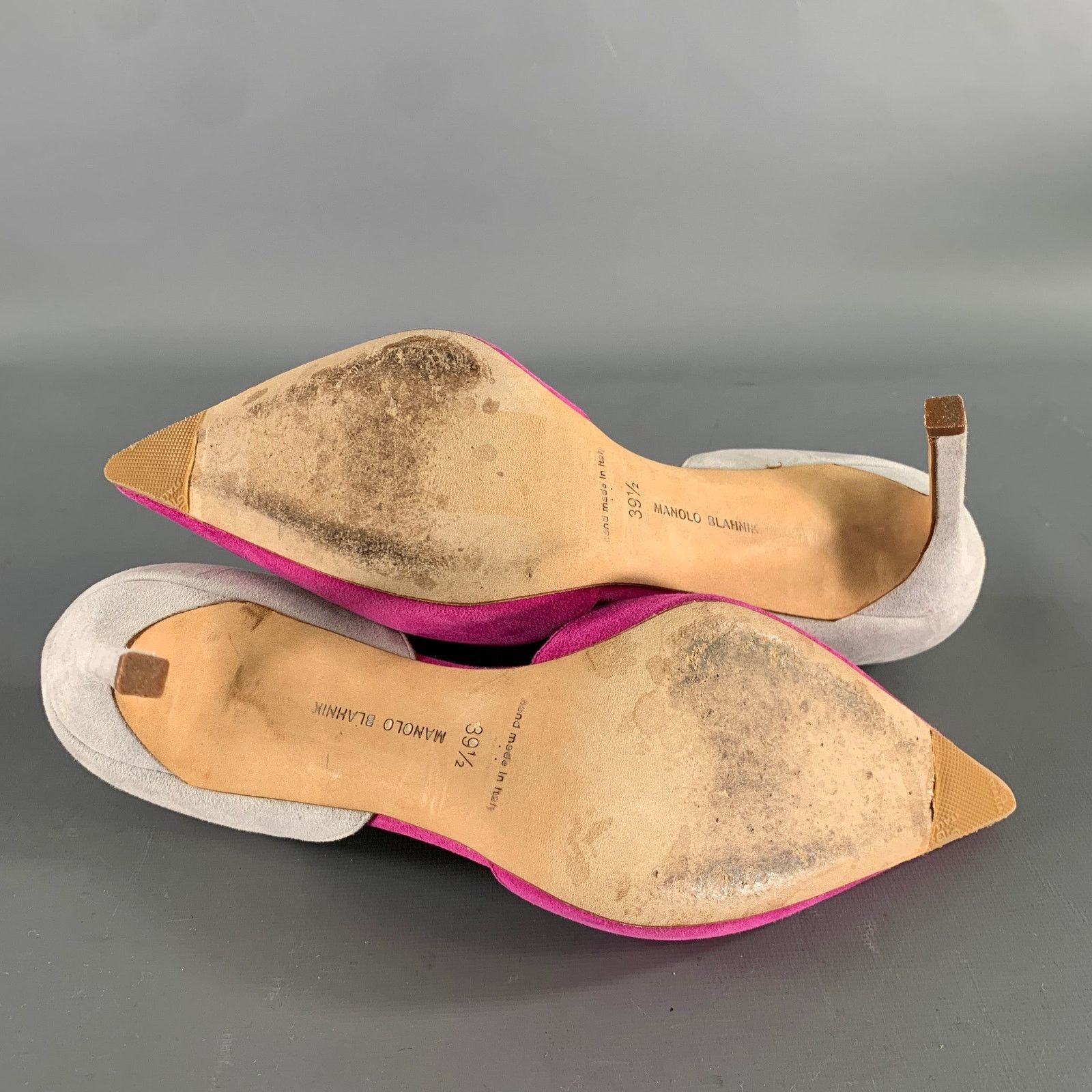 Manolo Blahnik MANOLO BLAHNIK 9.5 Pink Grey Suede Pointed Toe Pumps Size US 9.5 / IT 39.5 - 6 Thumbnail