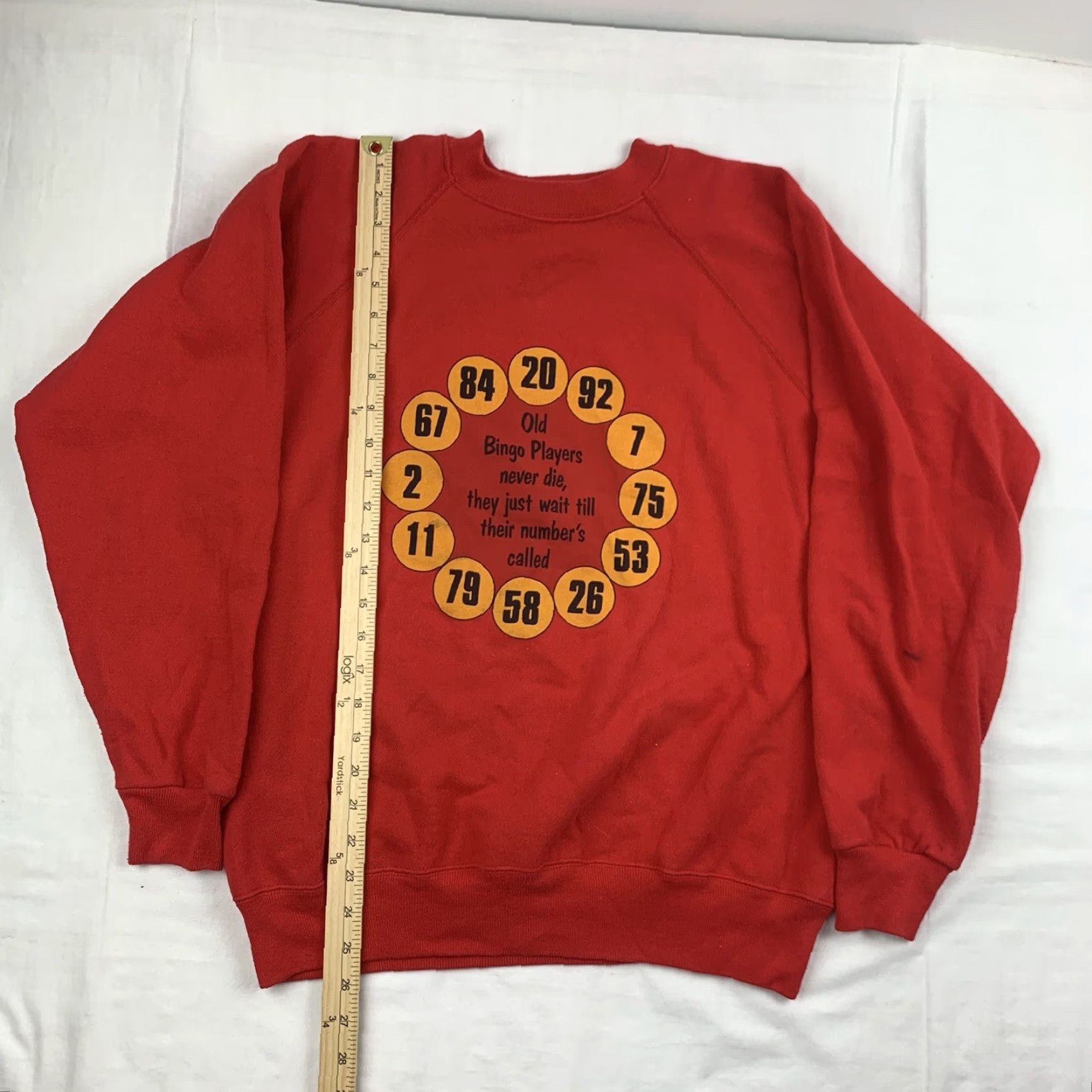 Hanes VINTAGE Hanes Sweatshirt Shirt Adult Large Red 90s Bingo Crewneck Mens Regular Fit 1980s-1990s Theme Size US L / EU 52-54 / 3 - 6 Thumbnail
