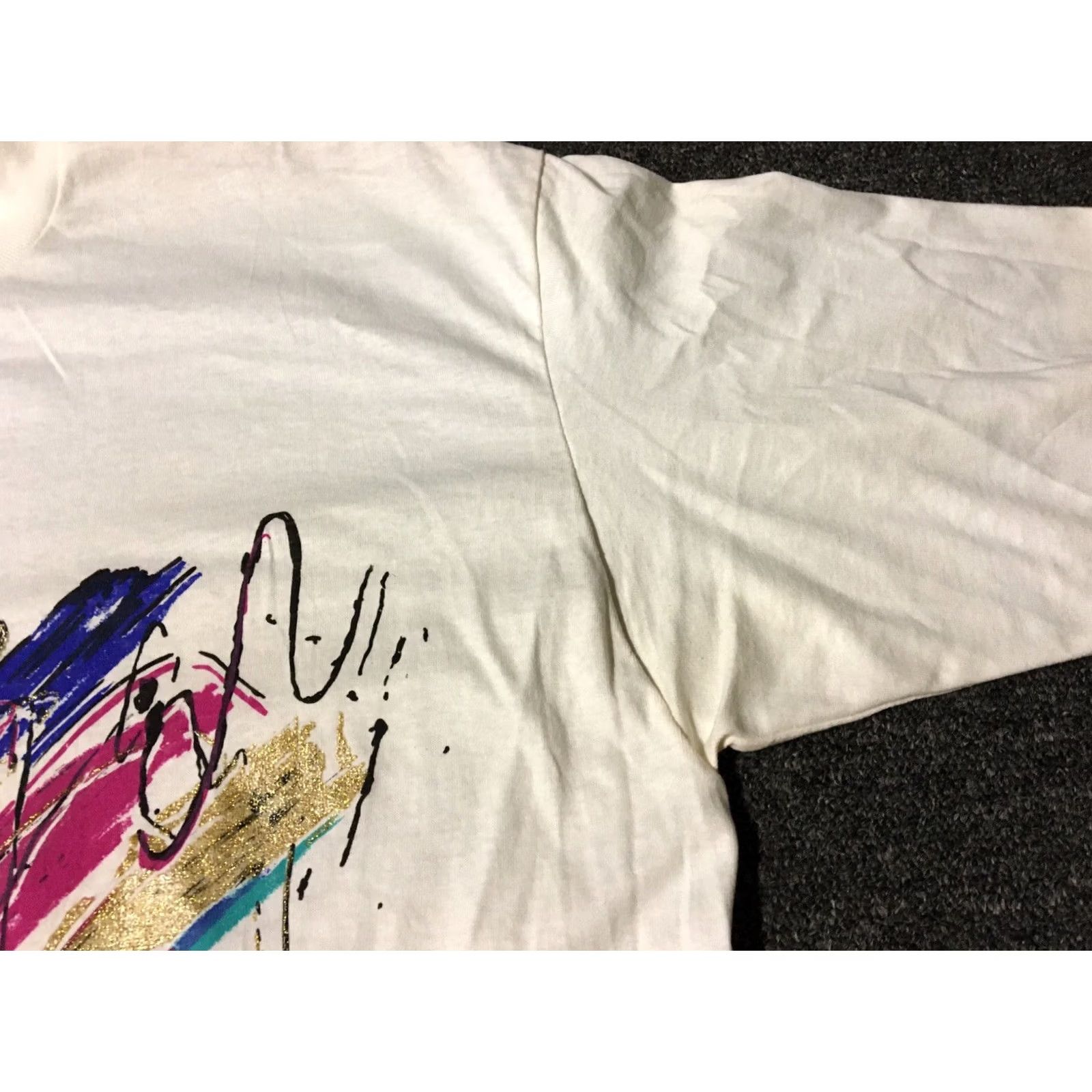 Vintage VINTAGE 90s USA Abstract Art Shirt One Size White Single Stitch Vaporwave 80s Fun Size US M / EU 48-50 / 2 - 6 Thumbnail