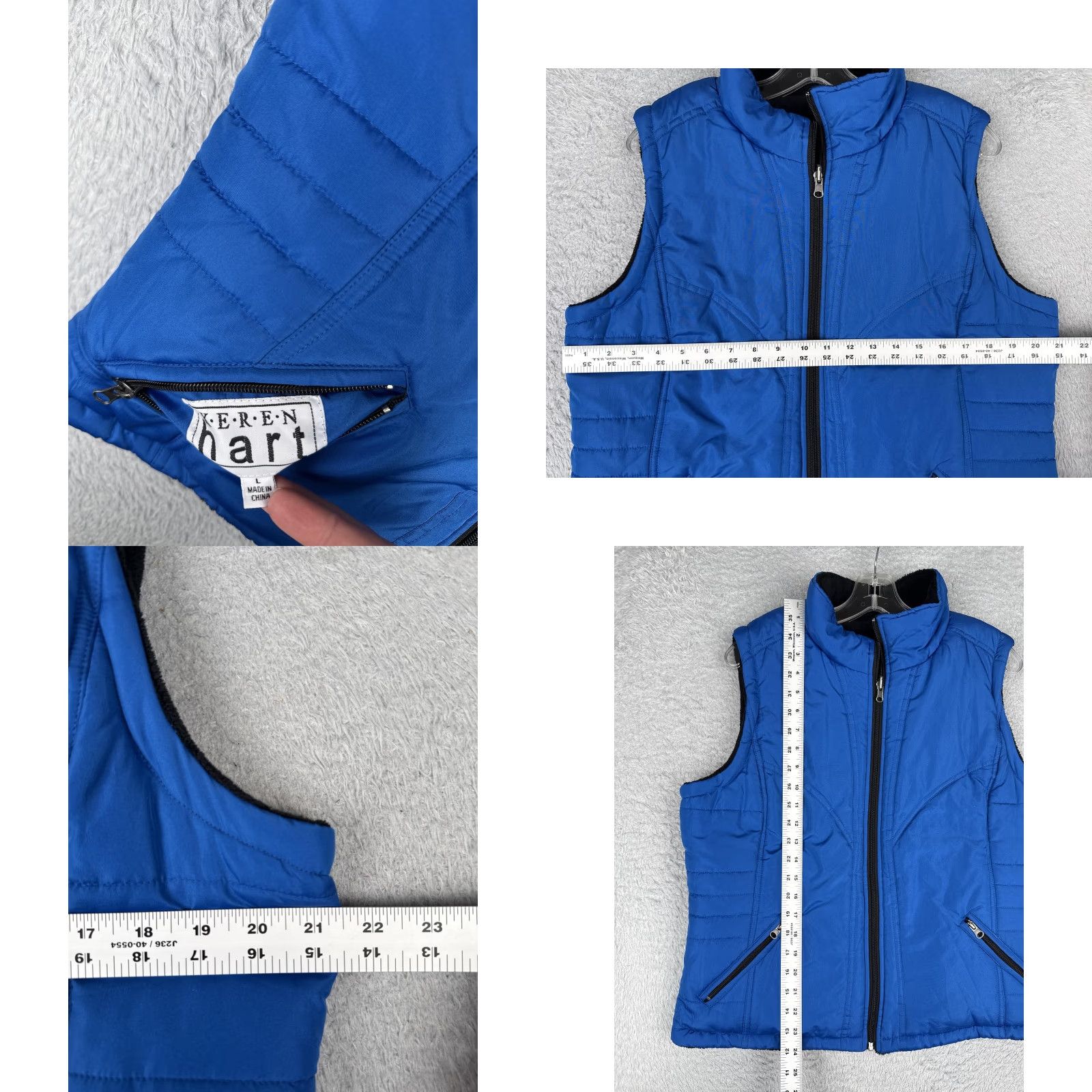 Vintage Keren Hart Vest Womens L Blue Reversible Quilted Fleece Zip Pockets Classic Outdoor Autumn Winter Cabin Casual Size L / US 10 / IT 46 - 8 Thumbnail