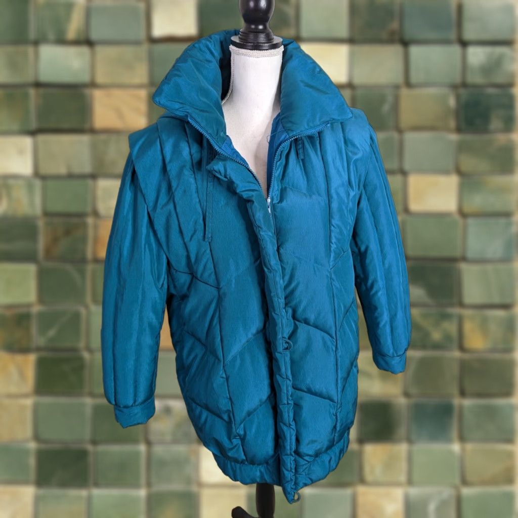 Vintage VINTAGE 80s Blue Quilted Puffer Goose Down Filled Parka Coat Insulated Jacket M Women's Jacket Down Quilted Puffer Winter Size M / US 6-8 / IT 42-44 - 1 Thumbnail