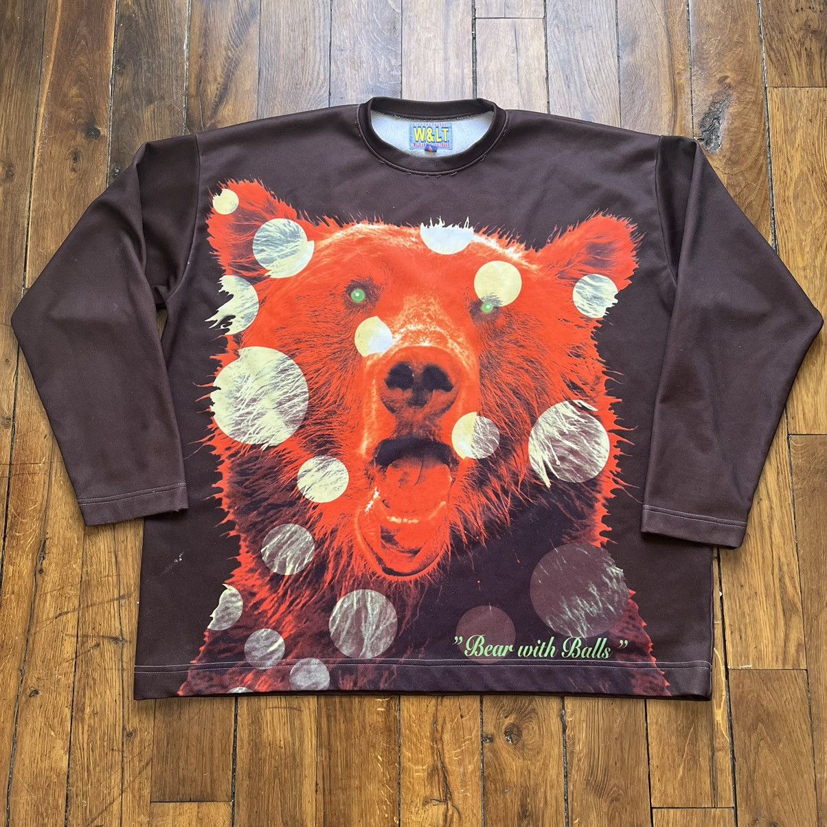 image of W Lt x W Lt Walter Van Beirendonck 1990S W&lt Bear With Balls Sweatshirt in Brown (Size Large)