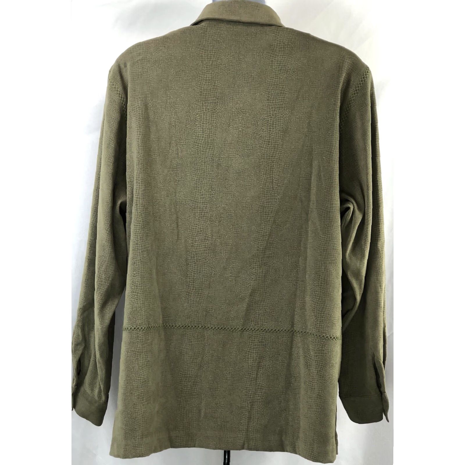 Vintage VINTAGE Alfred Dunner Top Green Snake Microsuede Embroidered Crochet Pocket XL Women Button-Up Long Sleeve Casual Workwear 10 green Y2K Size XL / US 12-14 / IT 48-50 - 3 Thumbnail