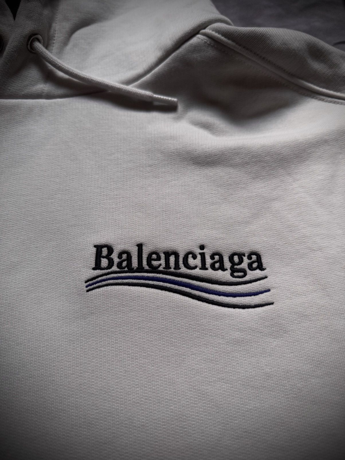 Balenciaga embroidered campaing political logo