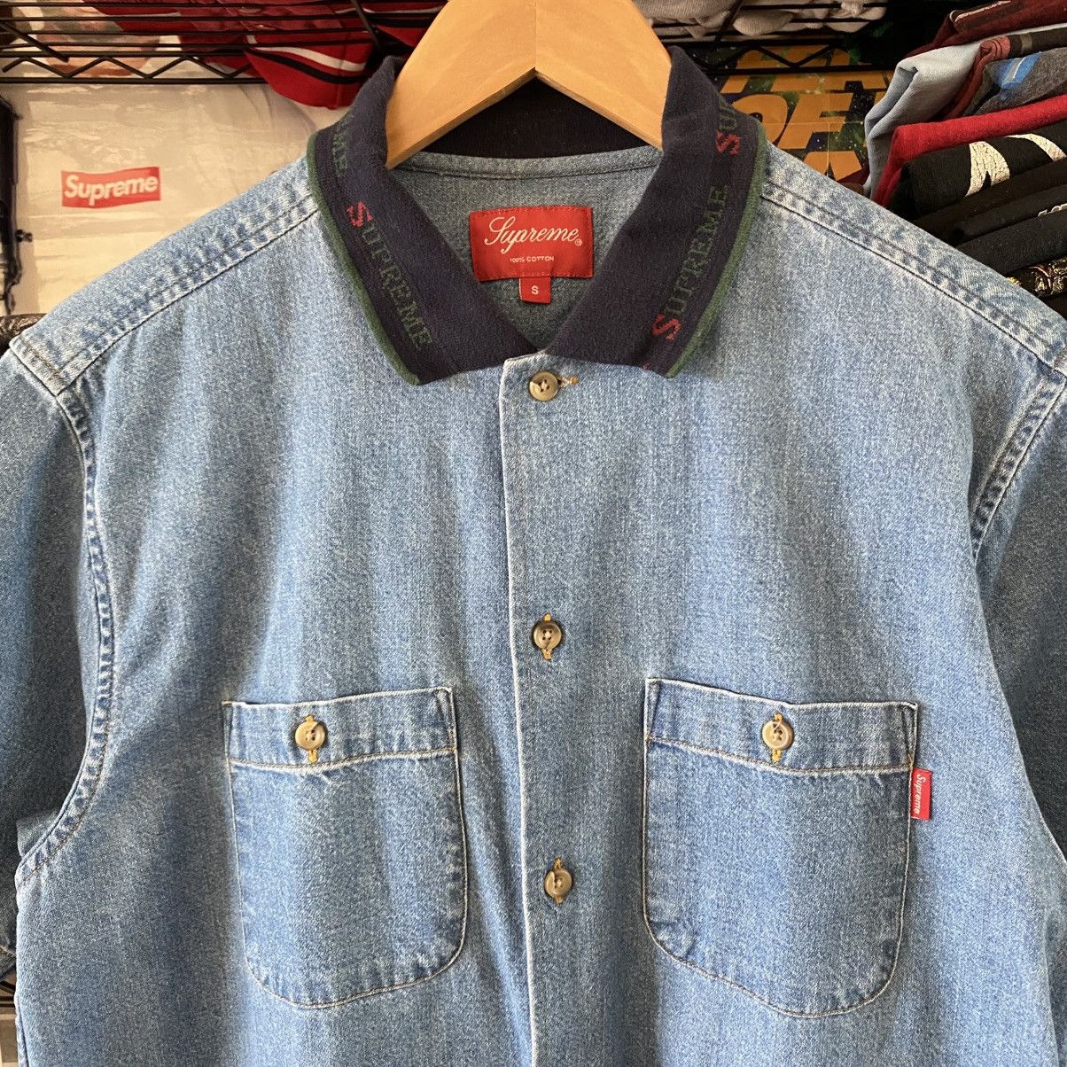 Supreme Supreme Rib Collar Denim Button Up Shirt Short Sleeve 2017 Size US S / EU 44-46 / 1 - 2 Thumbnail