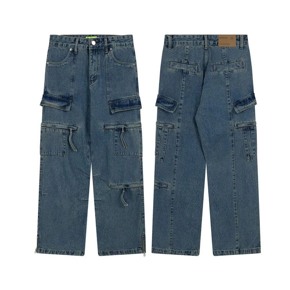 Japanese Brand × Jean Cargo Wide Leg Baggy Blue Denim Jeans Size US 28 / EU 44 - 7 Thumbnail