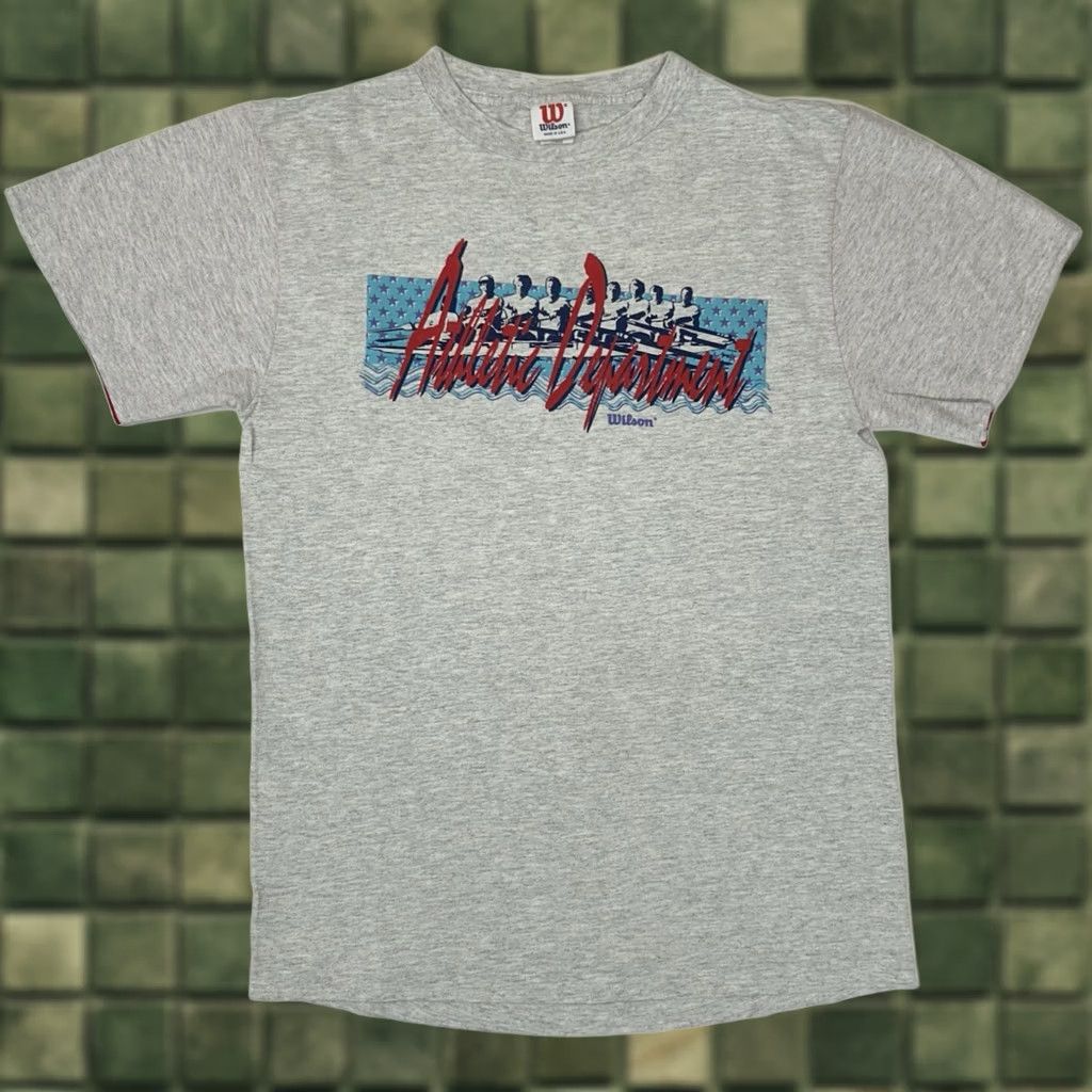 Wilson VINTAGE 90s Wilson Rowing Crew Tee Shirt Large USA Athletic Department Gray Size US L / EU 52-54 / 3 - 1 Thumbnail
