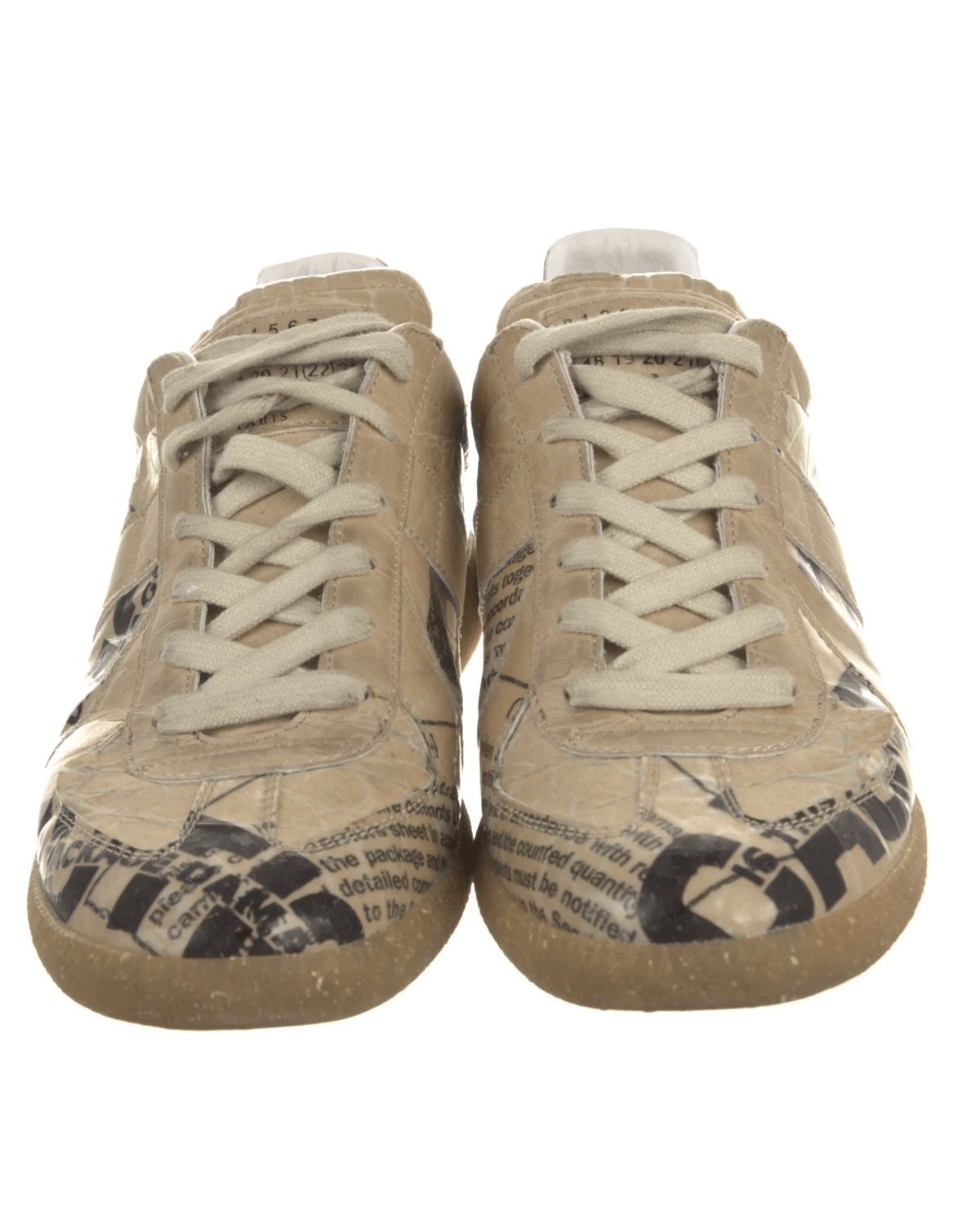 Maison Margiela Newspaper Leather Printed GATs Size US 10 / IT 40 - 3 Thumbnail