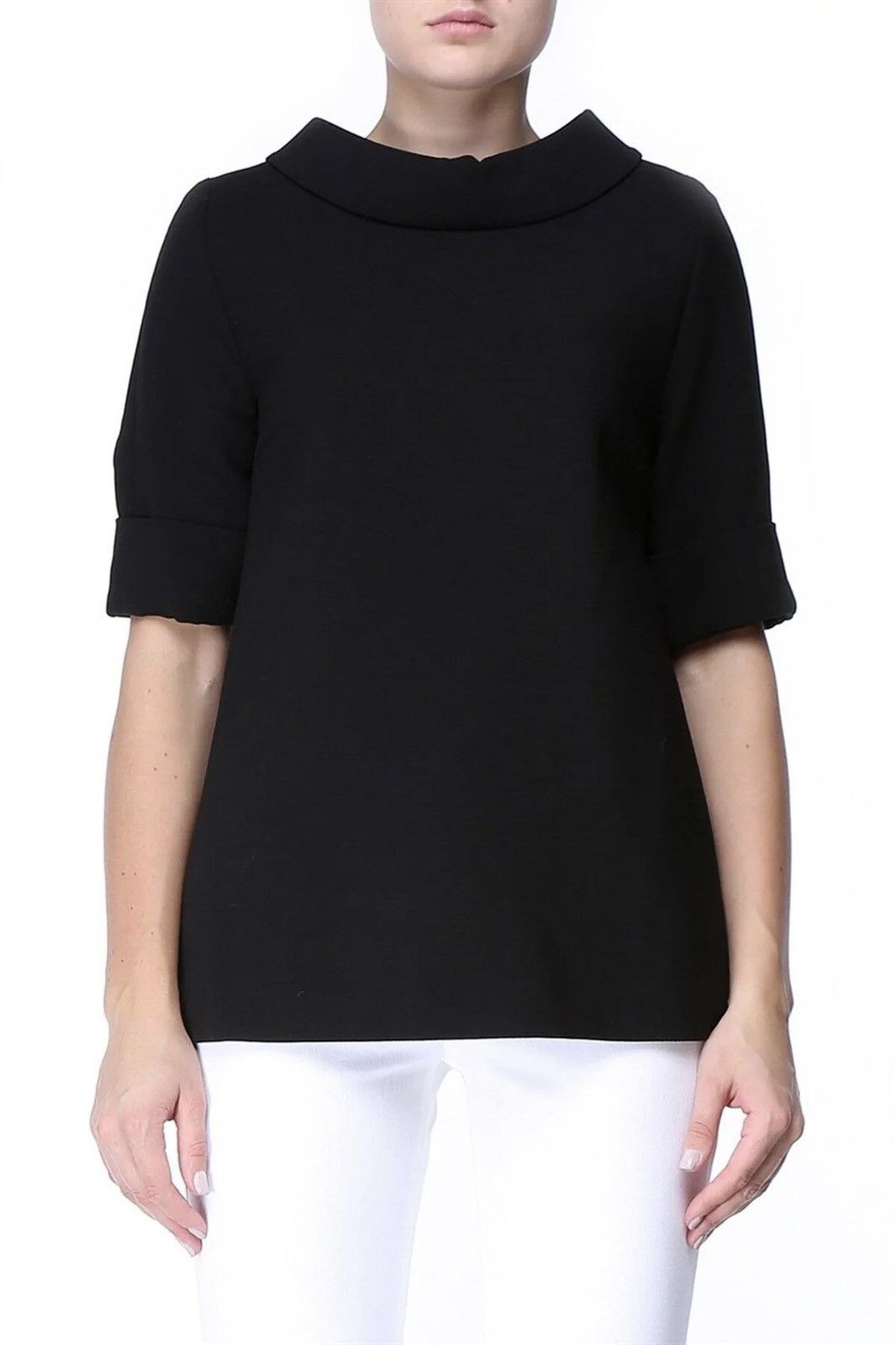 Escada Escada Womens Black Structured Roll Neck Short Sleeve Top Size M / US 6-8 / IT 42-44 - 1 Thumbnail