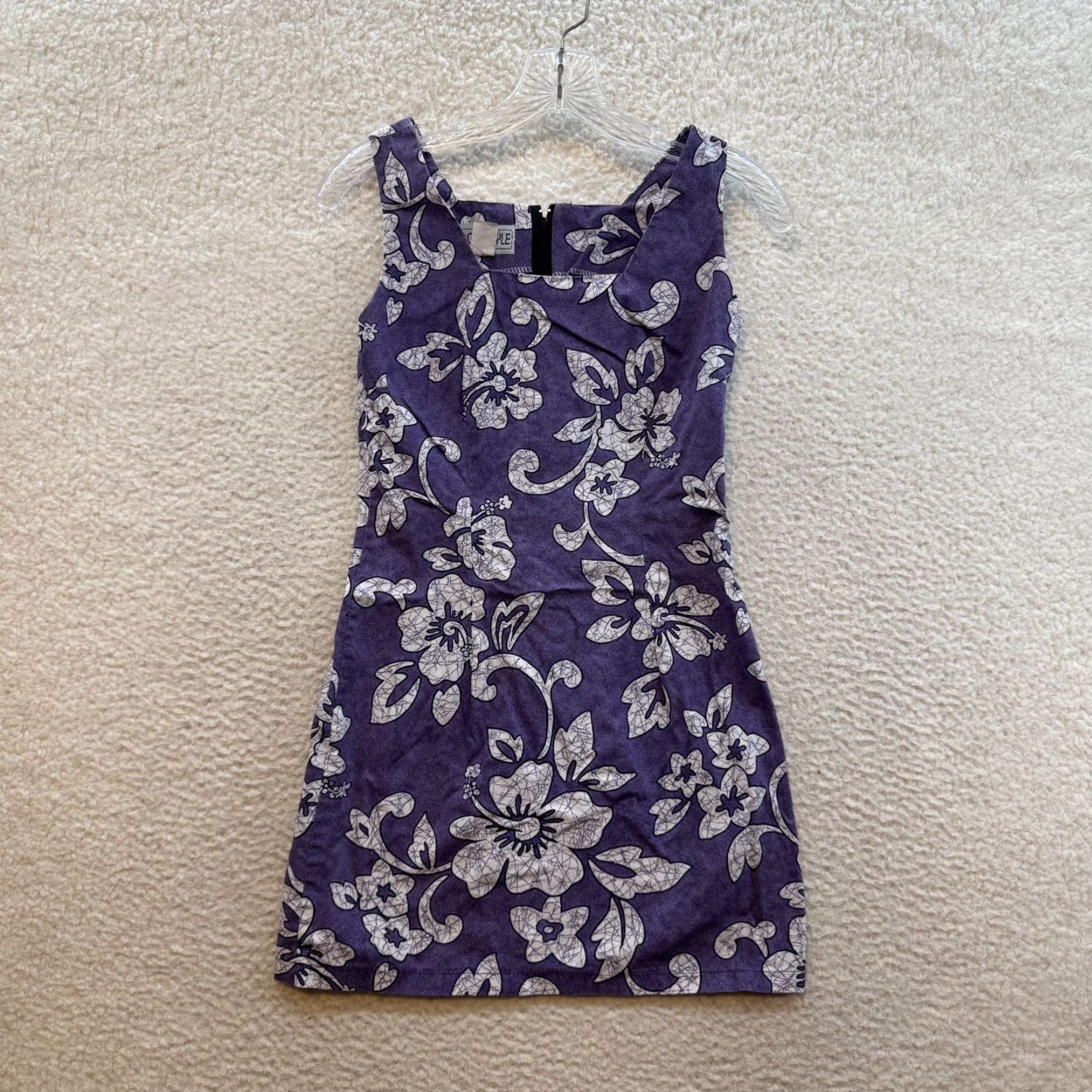 Vintage VINTAGE 90s Hawaiian Mini Dress M Purple Hibiscus Floral Tropical Coconut Women's S/ M Casual Cotton Sportswear Beach Size M / US 6-8 / IT 42-44 - 2 Thumbnail