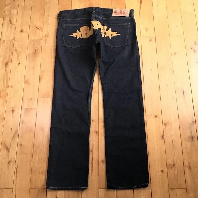 Bape BAPE STA embroidered denim pants a bathing ape NIGO ★size XL Size US 36 / EU 52 - 1 Thumbnail