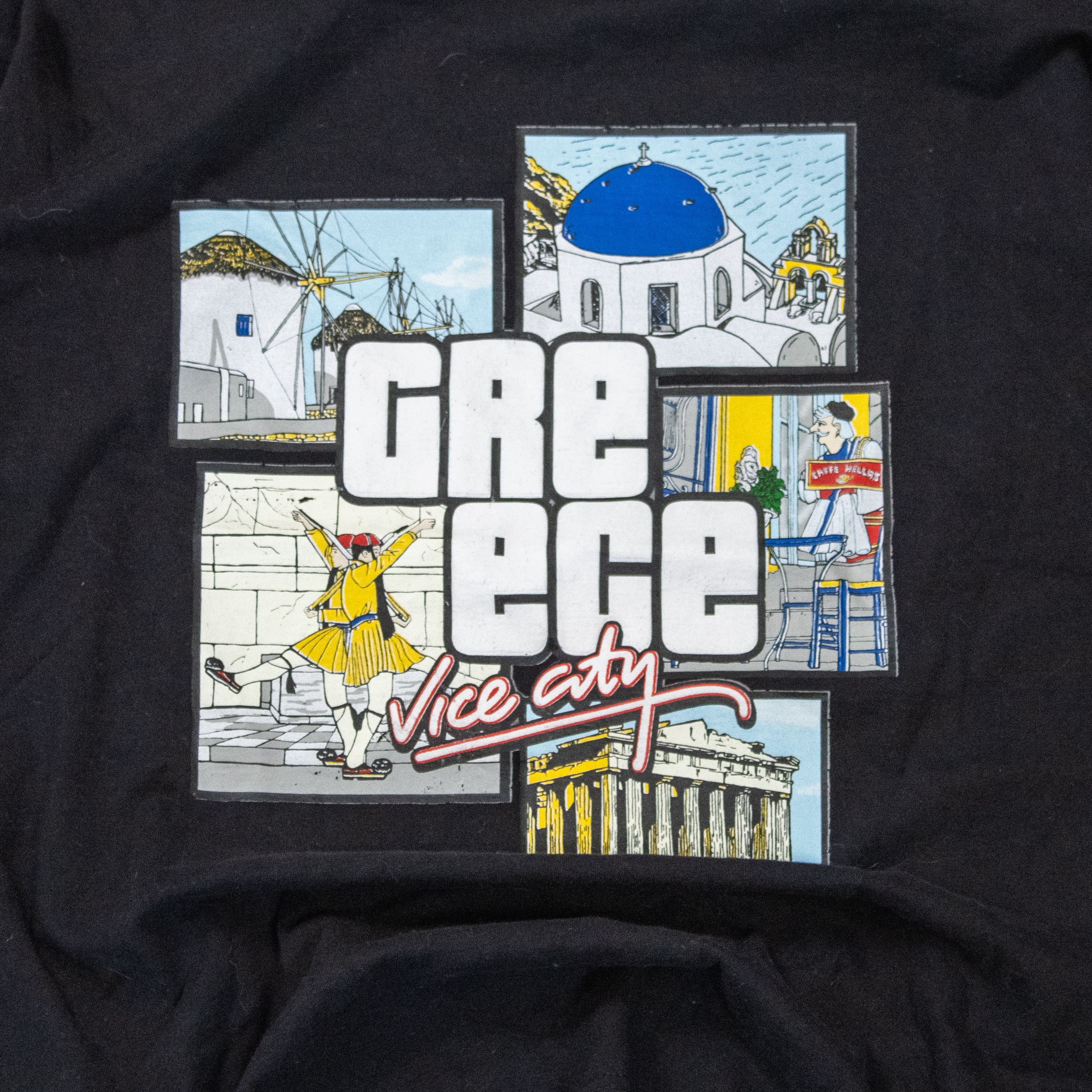 Vintage Y2K 2000's Greece Vice City GTA Parody Comedy Black T-Shirt Size US M / EU 48-50 / 2 - 4 Thumbnail