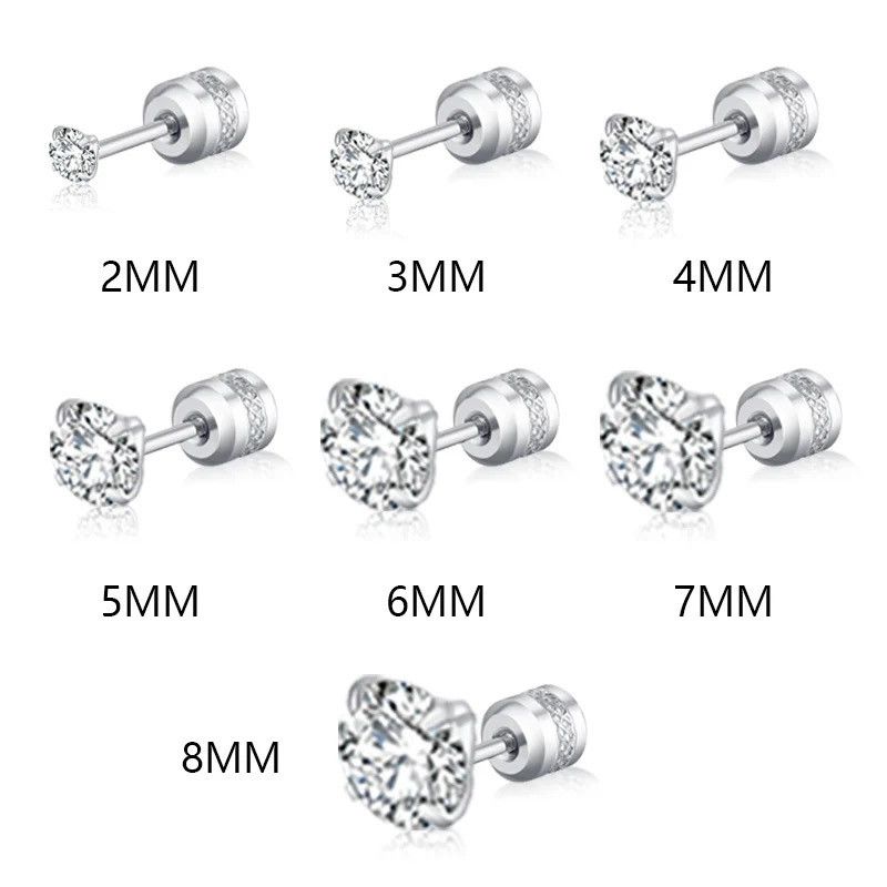 Jewelry Medical Stainless steel Crystal Zircon Ear Studs Earrings Size ONE SIZE - 6 Thumbnail