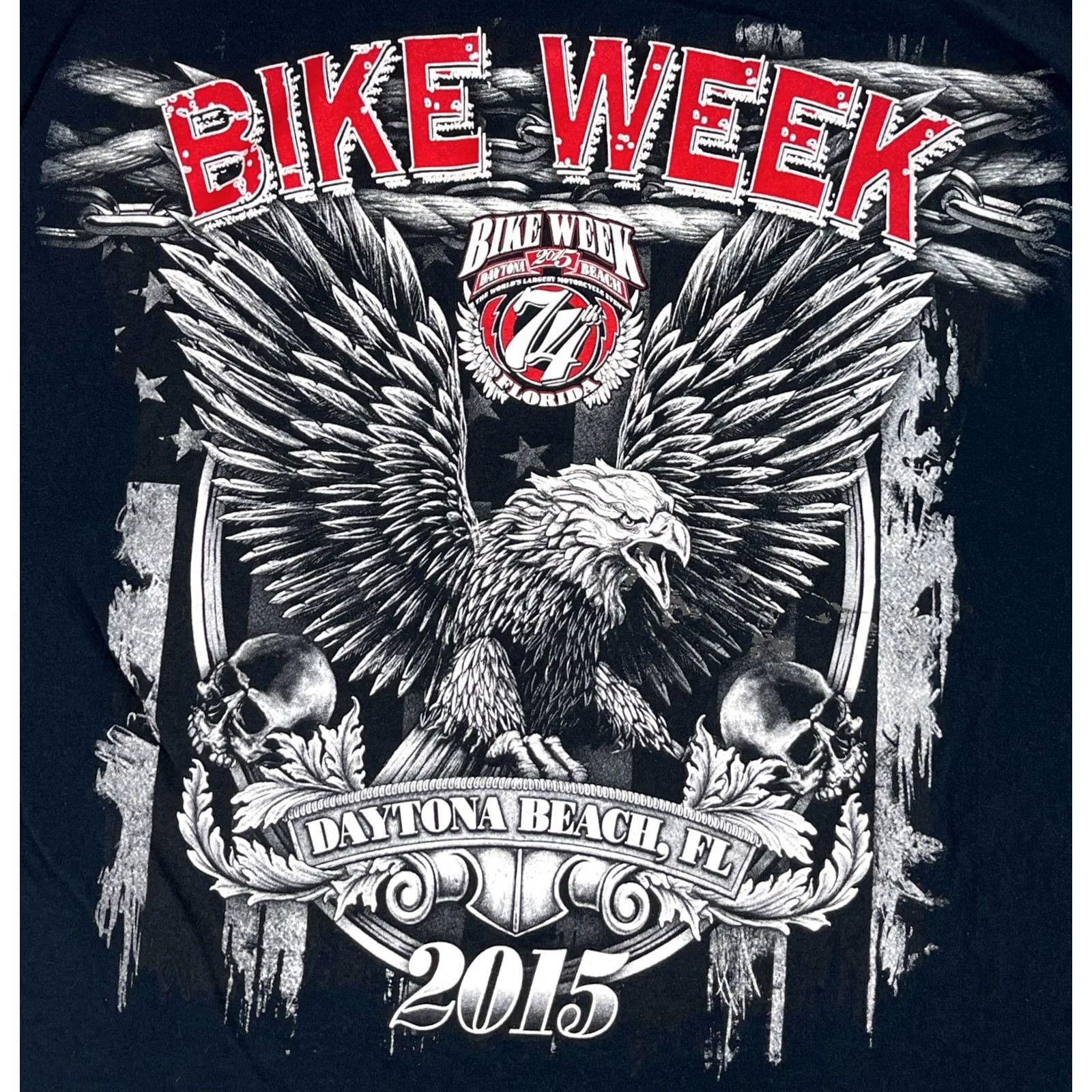 Fruit Of The Loom Fruit of the Loom T-Shirt Daytona Beach 2015 74th Bike Week Double-Sided Sz XL Black Men Shirt Size US XL / EU 56 / 4 - 3 Thumbnail