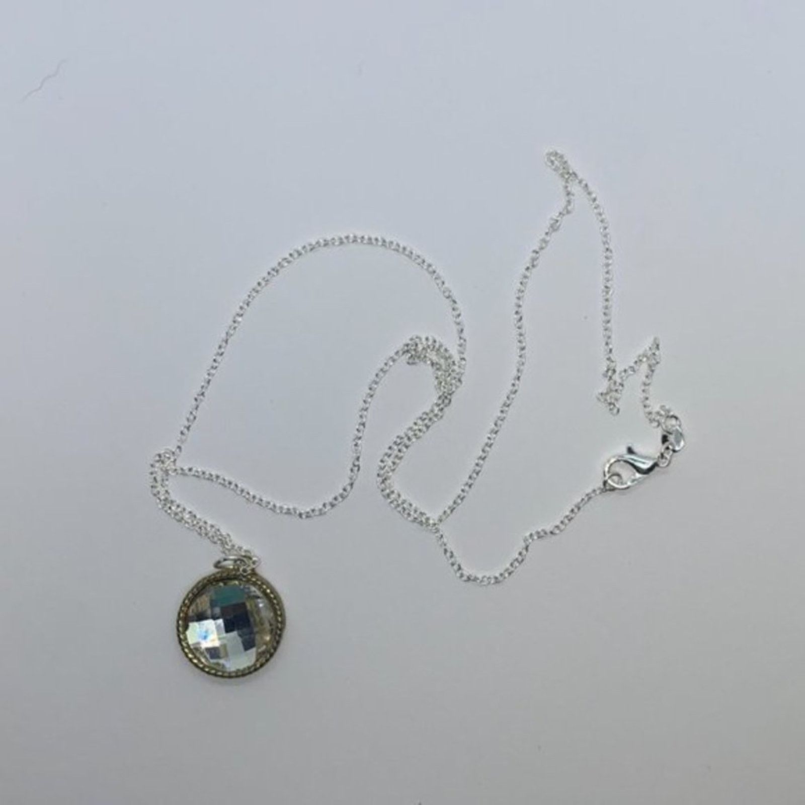 Handmade Silver-Tone Clear Textured Rhinestone Necklace Size ONE SIZE - 4 Thumbnail