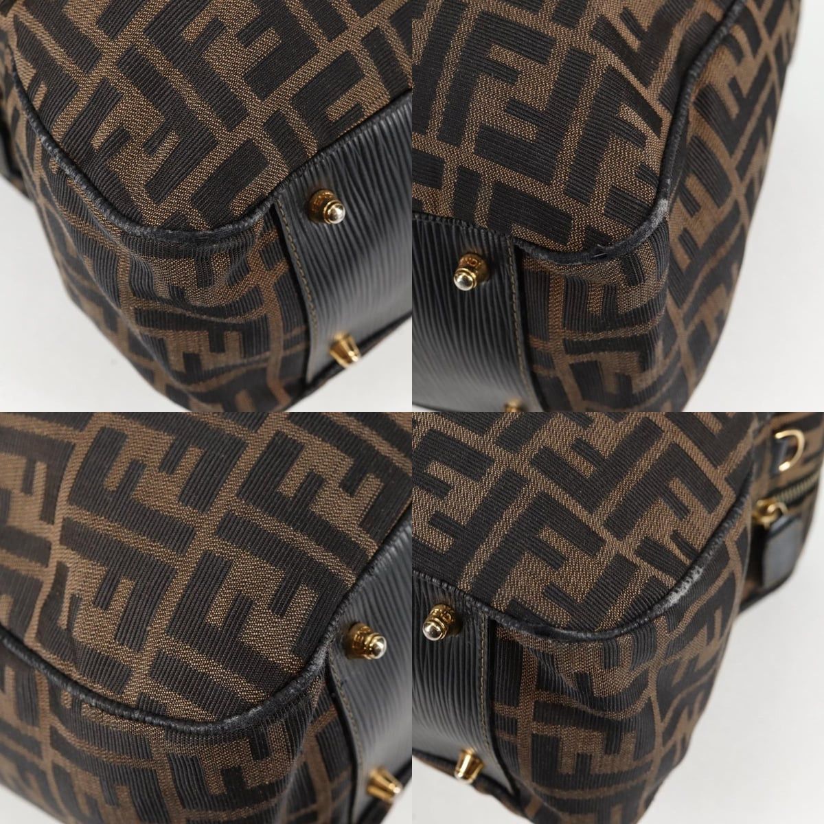 Fendi FENDI Zucca Canvas Hand Bag Black Brown Gold Size ONE SIZE - 10 Thumbnail