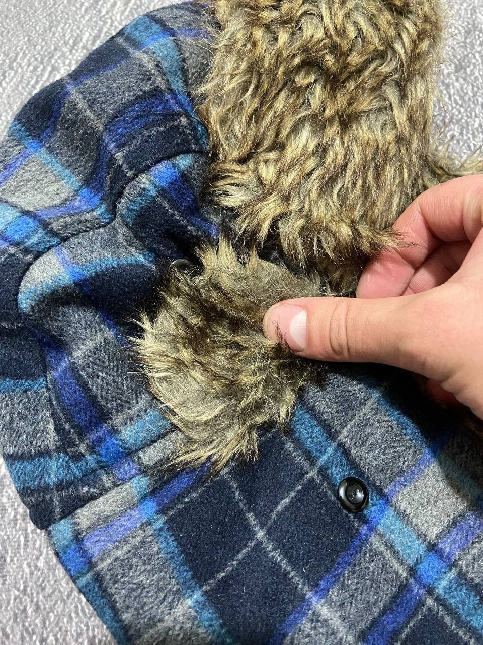 Outdoor Voices vintage fur hat with earflaps in check Size ONE SIZE - 3 Thumbnail