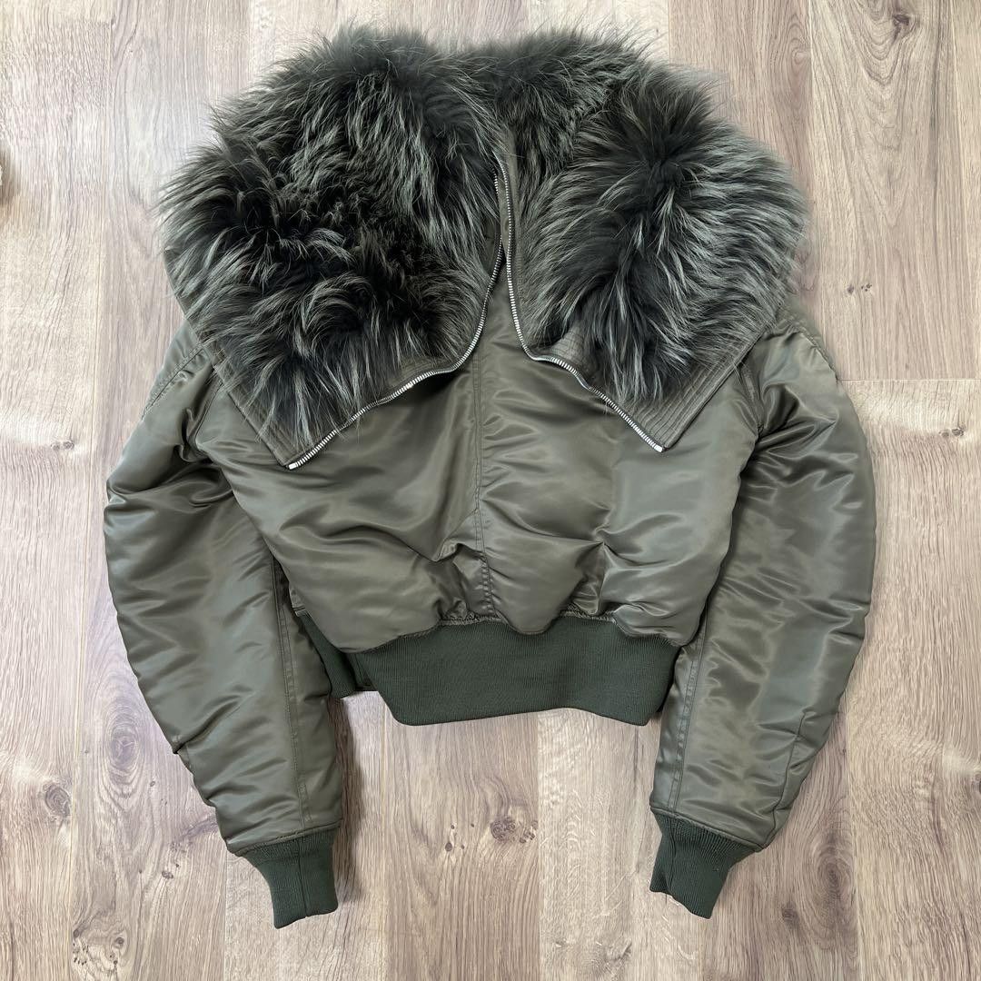 Juun.J $2925 Olive N2-B Flight Bomber Jacket Fur Hood - M-L Size US S / EU 44-46 / 1 - 2 Thumbnail
