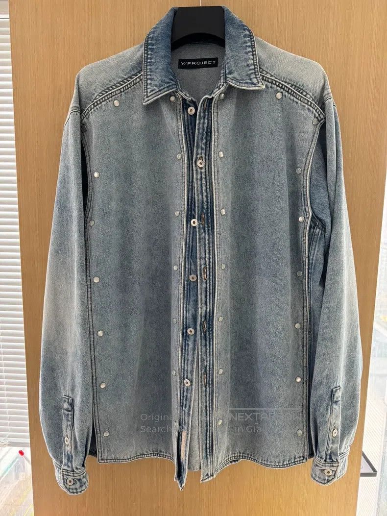 Y/Project Y/Project Asymmetrical button blue denim shirt jacket Size US XL / EU 56 / 4 - 1 Thumbnail