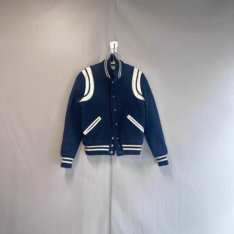 Saint Laurent Paris YSL Striped Wool Varsity Jacket - dmc Size US XS / EU 42 / 0 - 1 Thumbnail