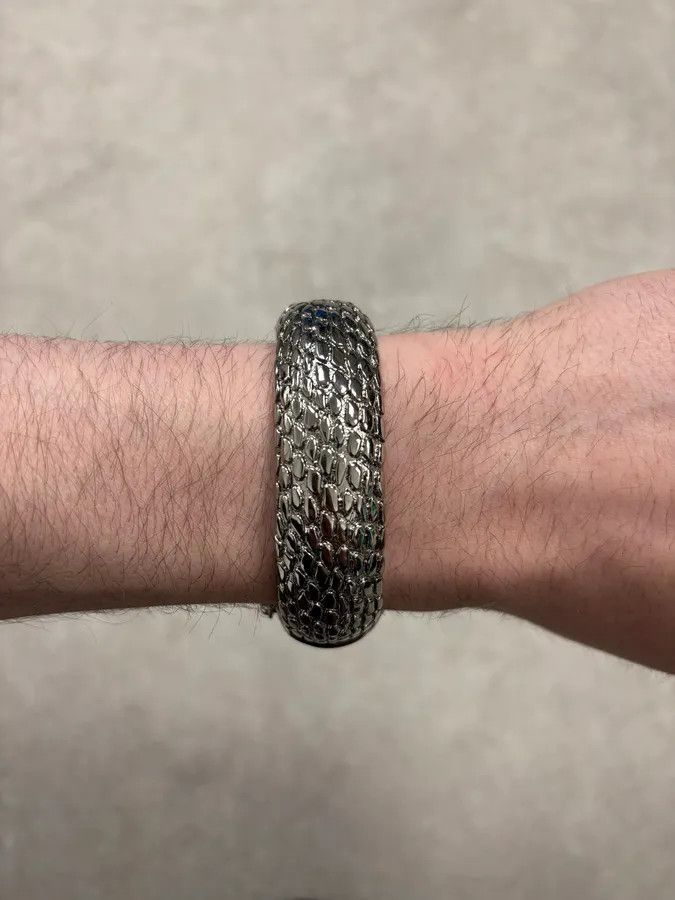 Just Cavalli 2000s Cavalli Crocodile Textured Bangle Bracelet Size ONE SIZE - 3 Thumbnail