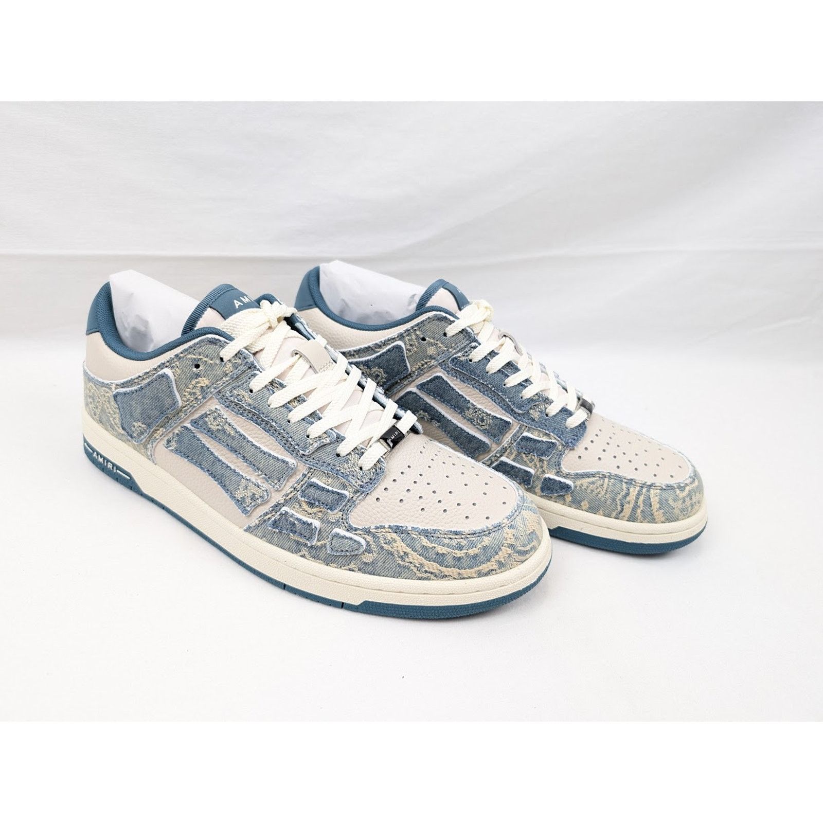Amiri o1rshd1 Skelton Low-Top Sneakers in Natural/Denim Size US 11 / EU 44 - 14 Thumbnail