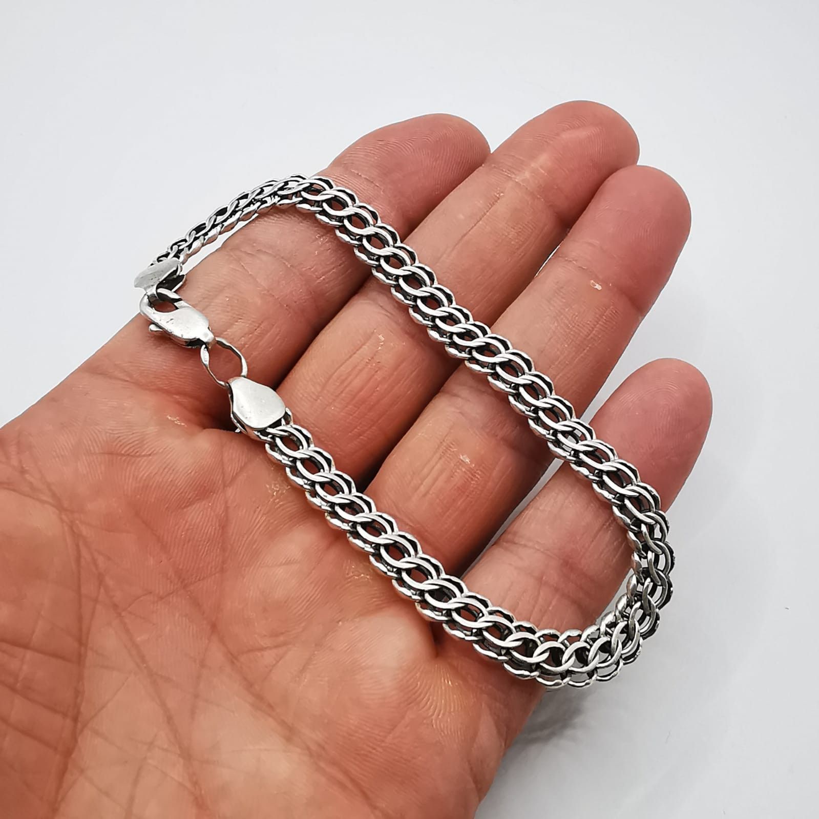 Sterling Silver Vintage Bracelet ,925 Sterling Silver, Handmade 14,82g Size ONE SIZE - 7 Thumbnail
