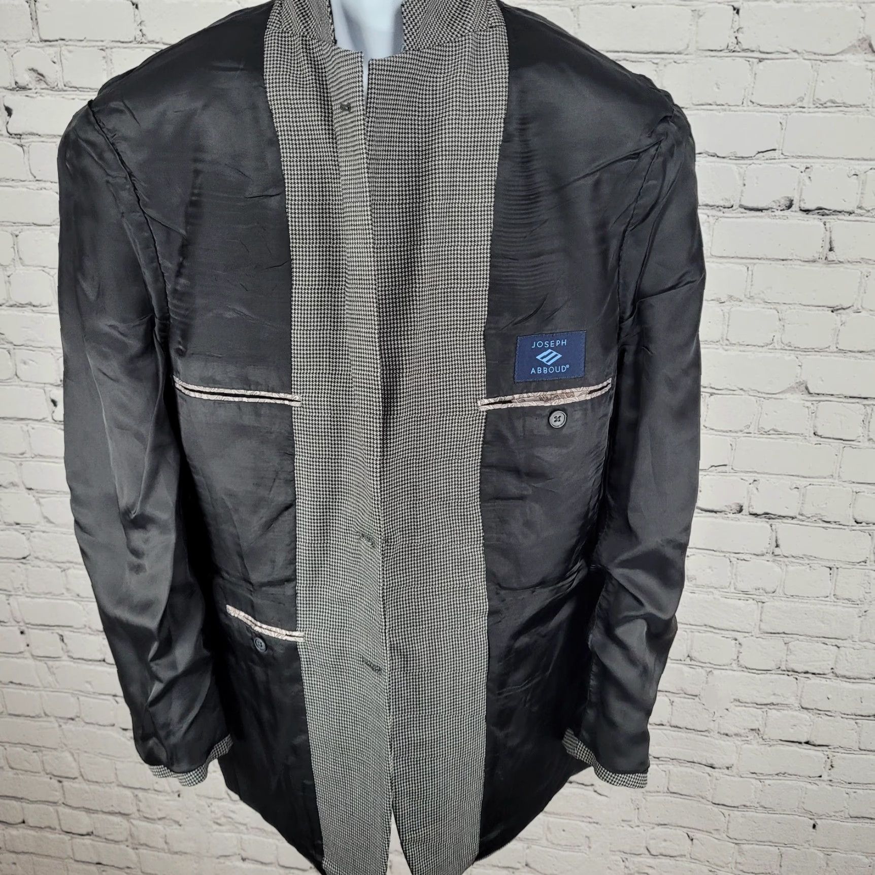 Joseph Abboud Joseph Abboud Blazer Black & White 100% Wool Houndstooth USA Made Size 40R Size 40R - 5 Thumbnail