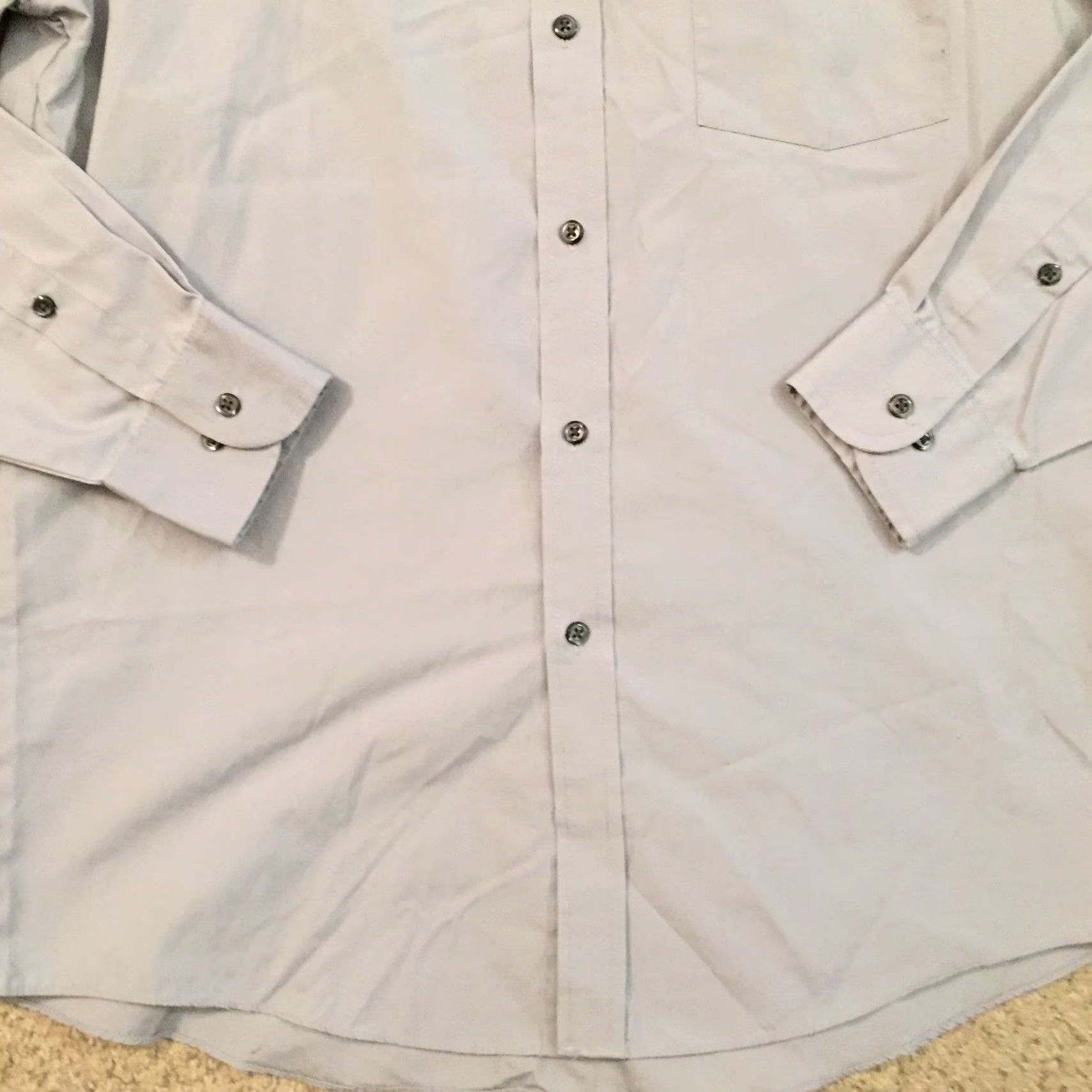Arrow Arrow Shirt Mens Medium Solid Gray Long Sleeve Button Up Regular Fit Size US M / EU 48-50 / 2 - 4 Thumbnail