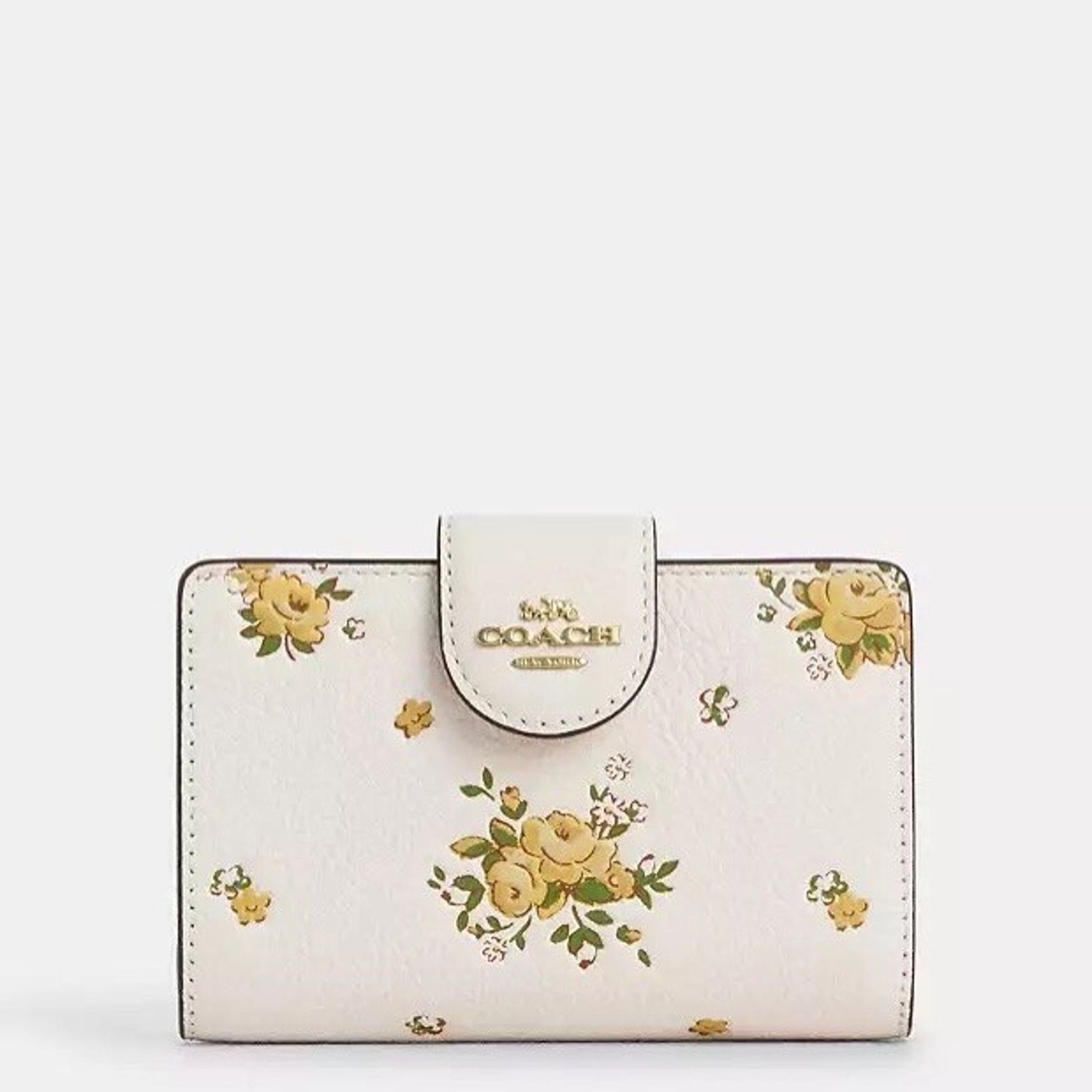 Coach NWT Coach Medium Corner Zip Wallet Floral CAP00 Gold/Chalk Size ONE SIZE - 5 Thumbnail