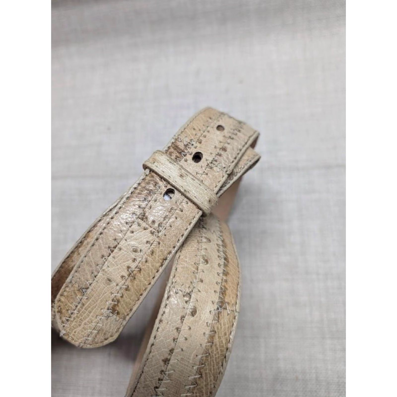 Tony Lama VINTAGE Tony Lama belt Western Belt Cowboy Ostrich Leather USA Made 36 Mens Brown Tan Genuine Ostrich Skin Buckle Size 36 Western Style Size 36 - 2 Thumbnail