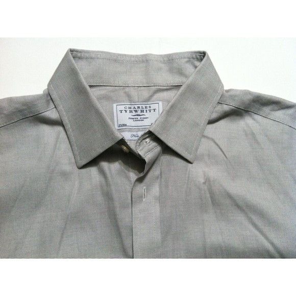 CHARLES TYRWHITT MENS 100%COTTON DRESS SHIRT SIZE:17.5/36