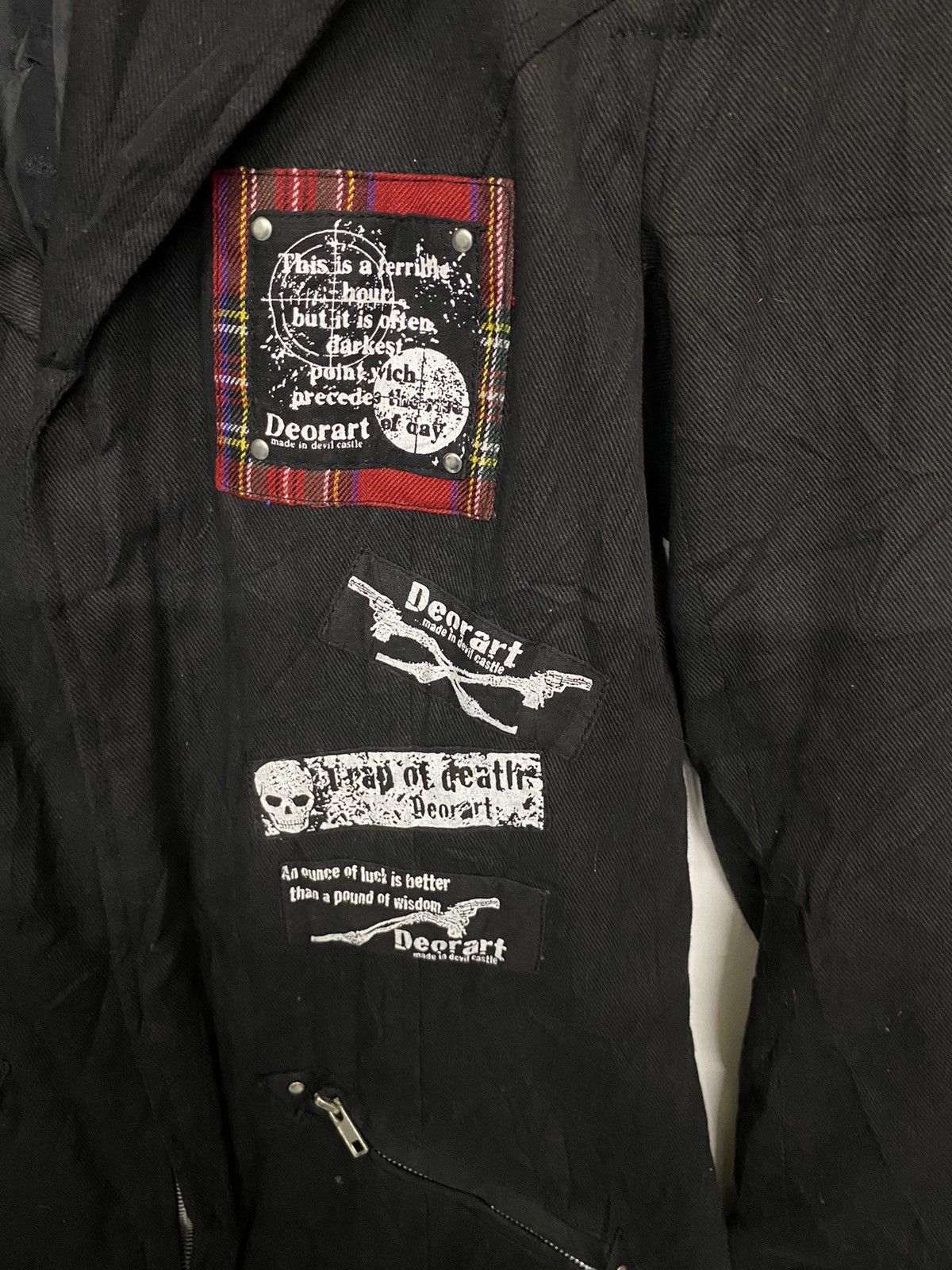 Japanese Brand Black Deorart Gothic Punk Jacket Faux Fur Collar Patches Size US M / EU 48-50 / 2 - 3 Thumbnail