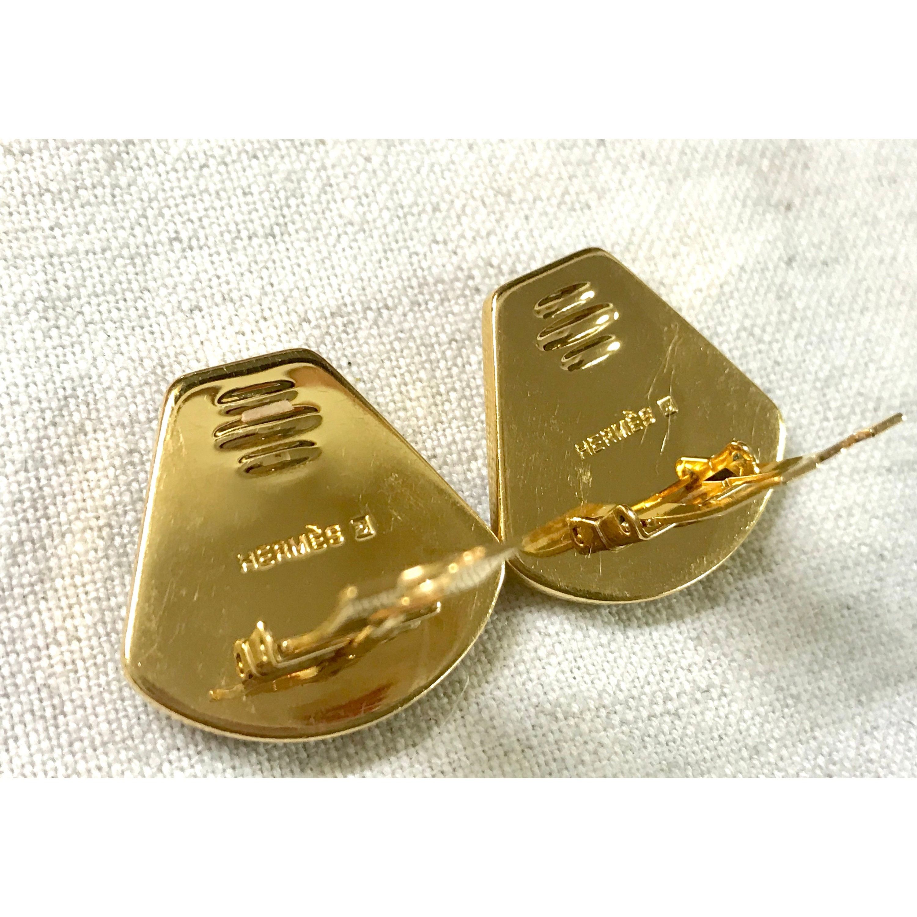 Hermes Vintage Hermes cloisonne golden earrings. Ceramic Size ONE SIZE - 8 Thumbnail