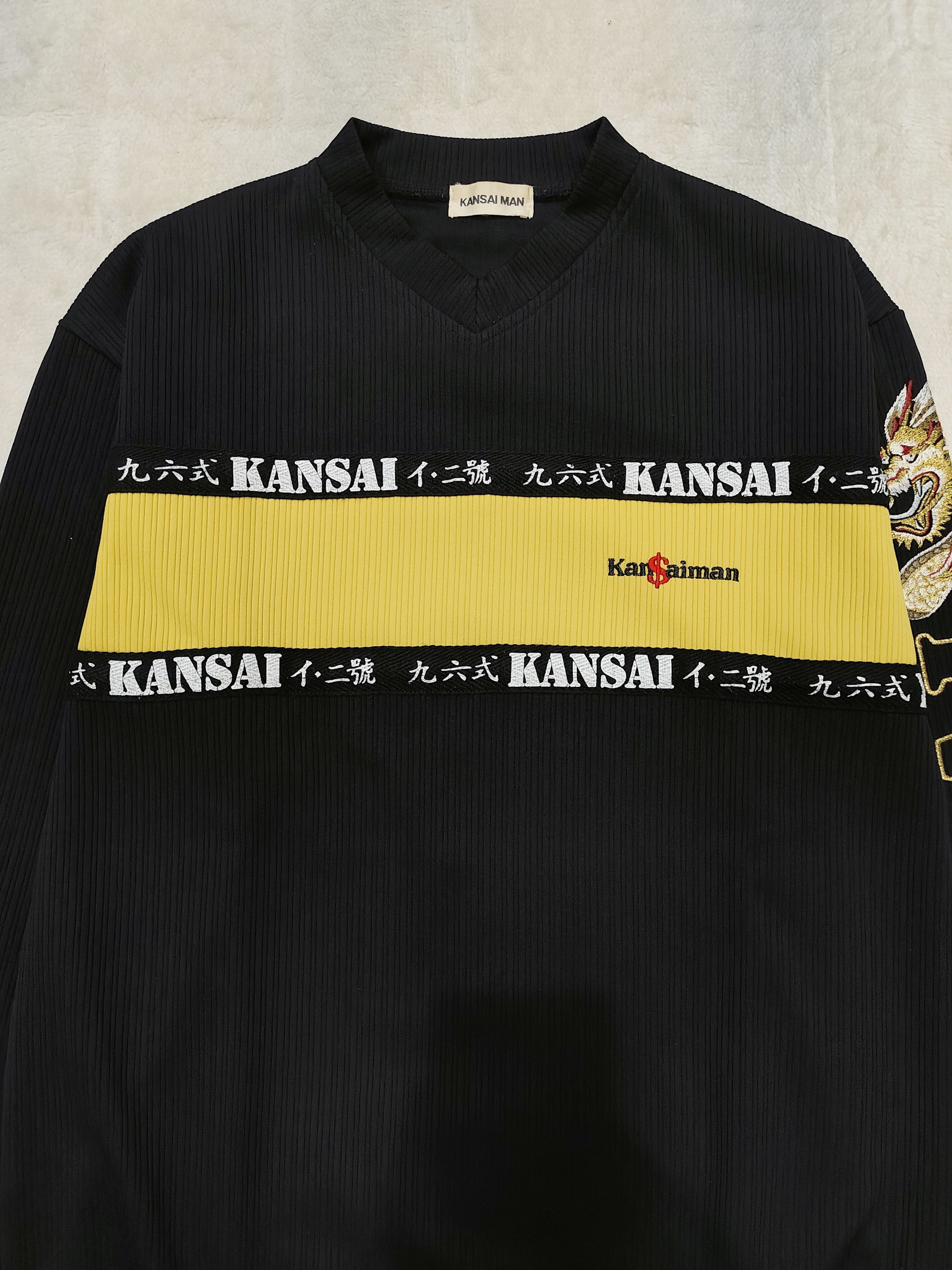 Kansai Yamamoto 90s Kansai Man Archive- Dragon Embroidery Ribbed Long Sleeve Size US M / EU 48-50 / 2 - 4 Thumbnail