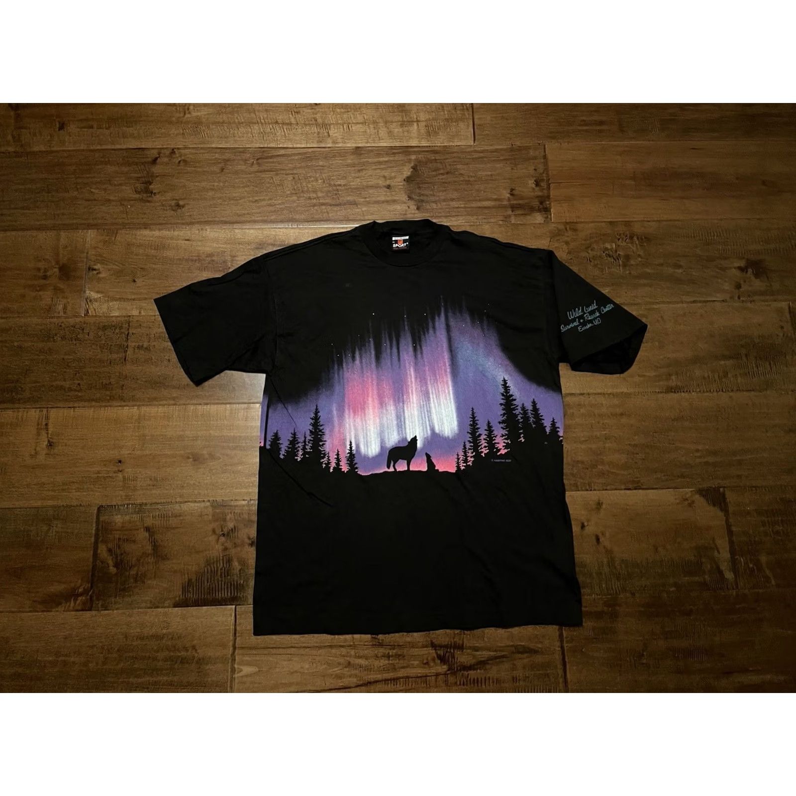 Vintage VINTAGE Signal Endangered Wolf Center Wild Canid Survival All Over T-Shirt Adult XL Black 90s Mens Size US XL / EU 56 / 4 - 2 Thumbnail