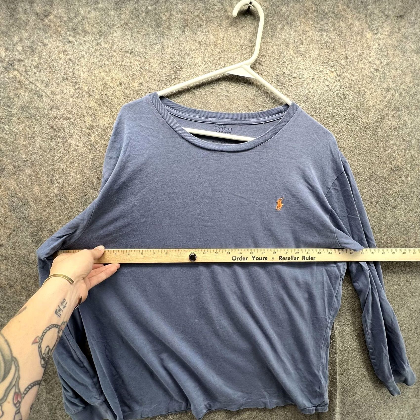 Polo Ralph Lauren Polo Ralph Lauren Shirt Mens XL Blue Long Sleeve Crewneck Pony Logo Tagless Tee Size US XL / EU 56 / 4 - 3 Thumbnail